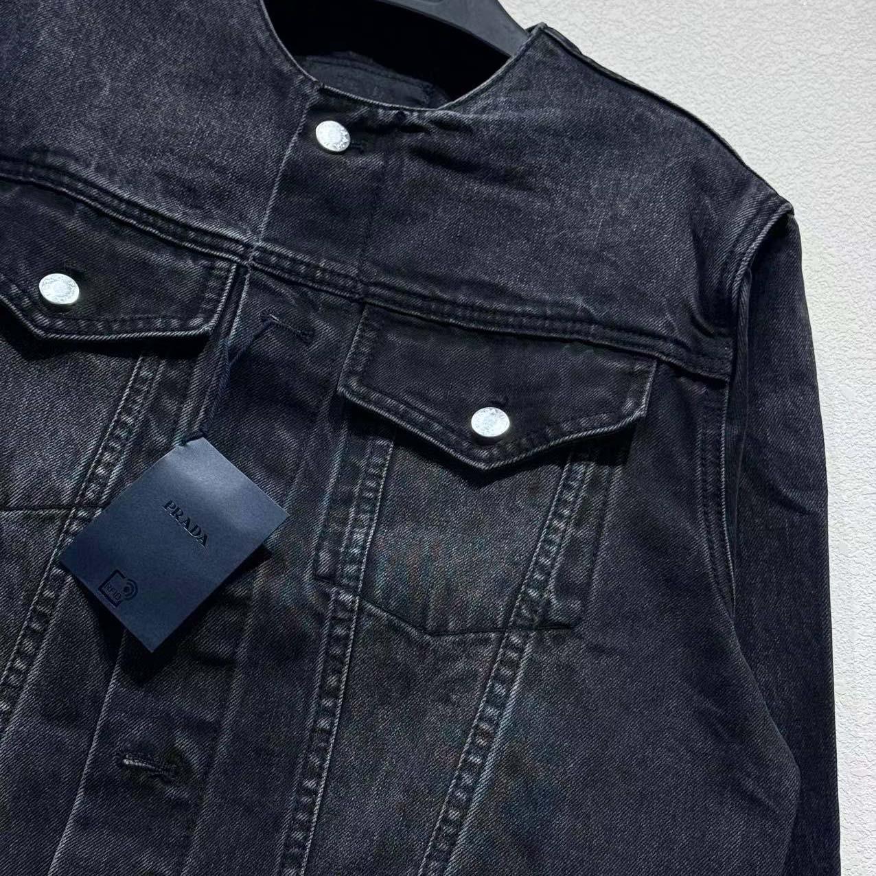 Prada Triangle-logo Denim Blouson Jacket - DesignerGu