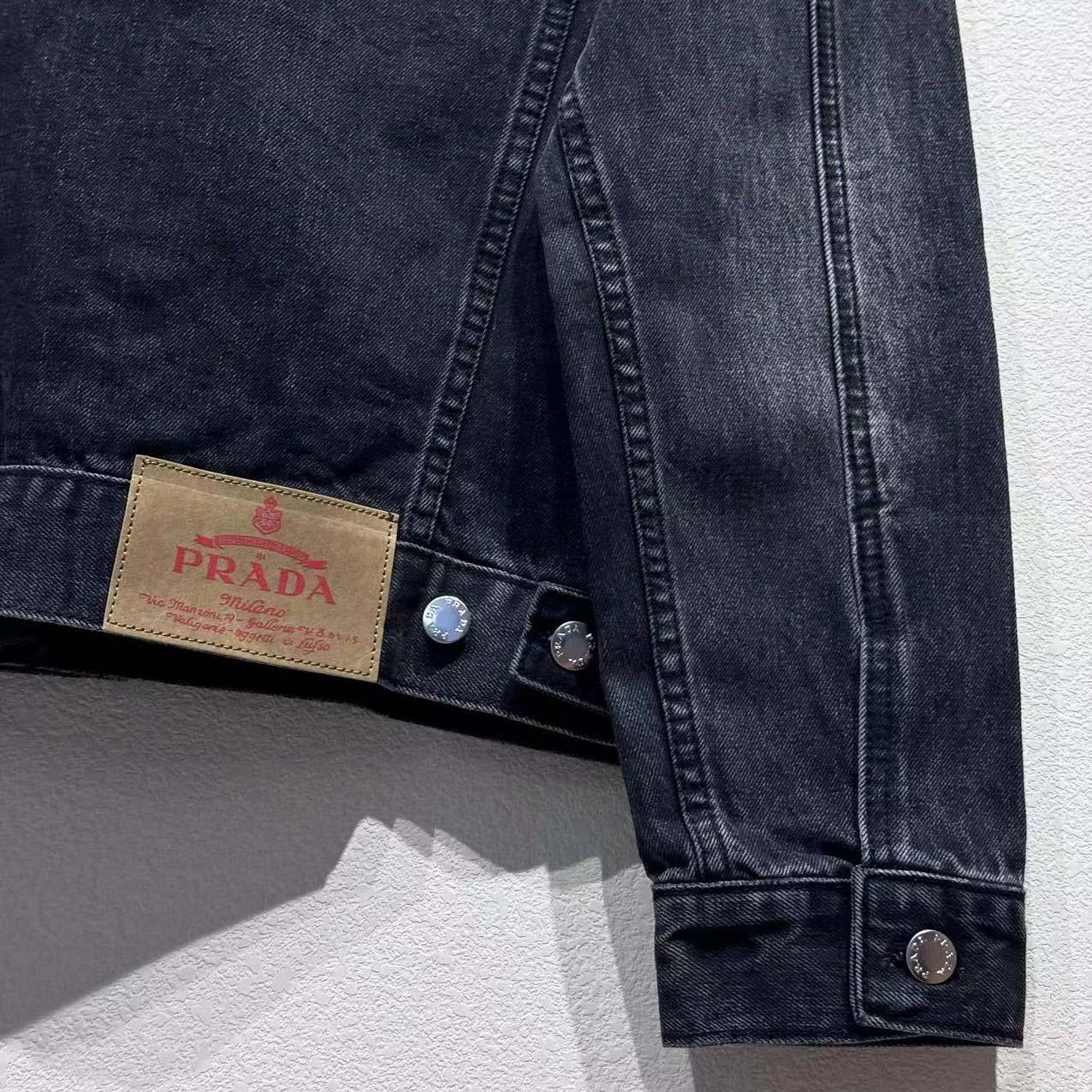 Prada Triangle-logo Denim Blouson Jacket - DesignerGu