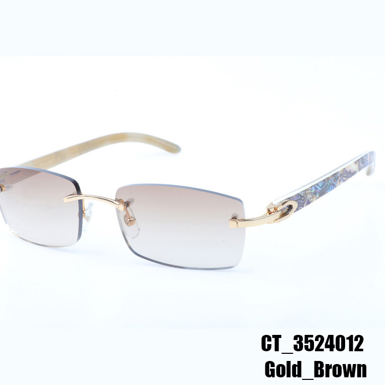 Cartier CT_3524012 Shell Mix White Buffalo Sunglasses In Gold Brown - DesignerGu