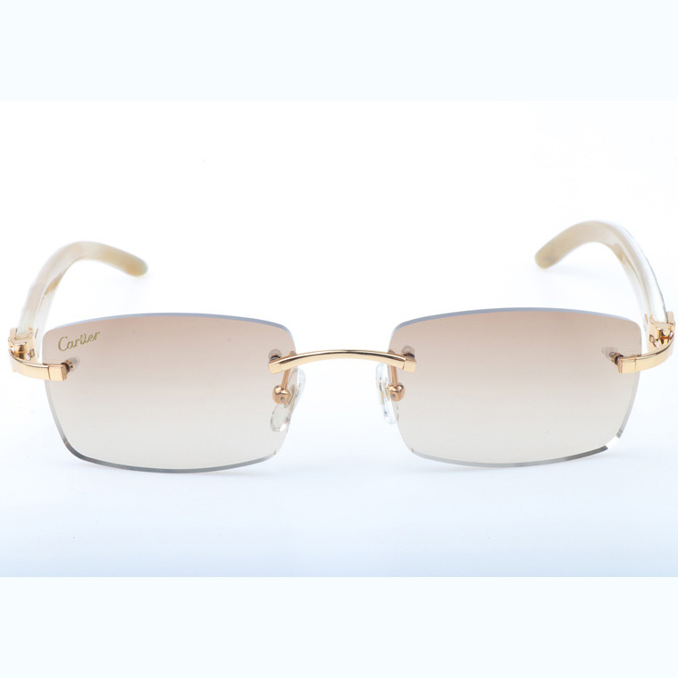 Cartier CT_3524012 Shell Mix White Buffalo Sunglasses In Gold Brown - DesignerGu