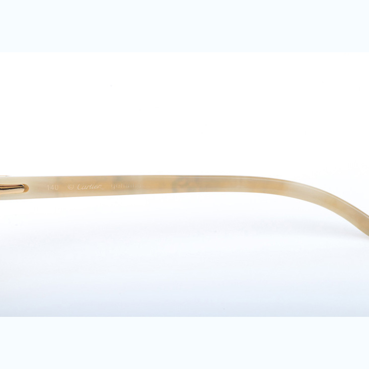 Cartier CT_3524012 Shell Mix White Buffalo Sunglasses In Gold Brown - DesignerGu