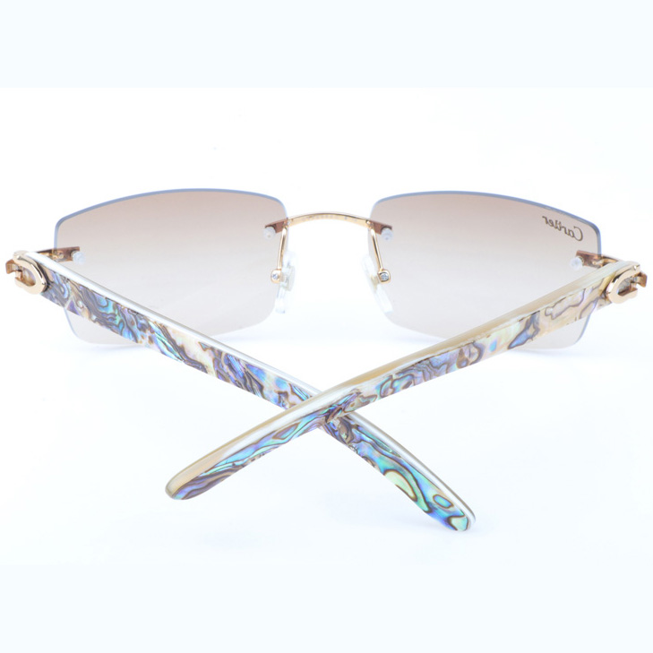 Cartier CT_3524012 Shell Mix White Buffalo Sunglasses In Gold Brown - DesignerGu