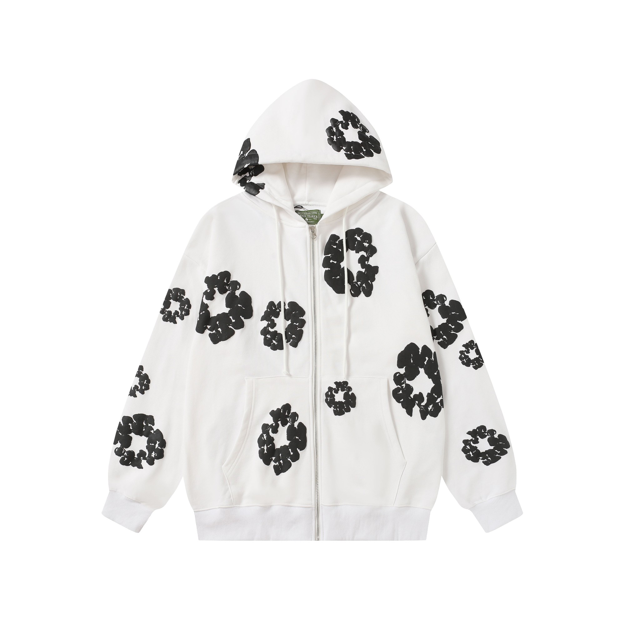 Denim Tears Cotton Wreath Zip Hoodie White - DesignerGu