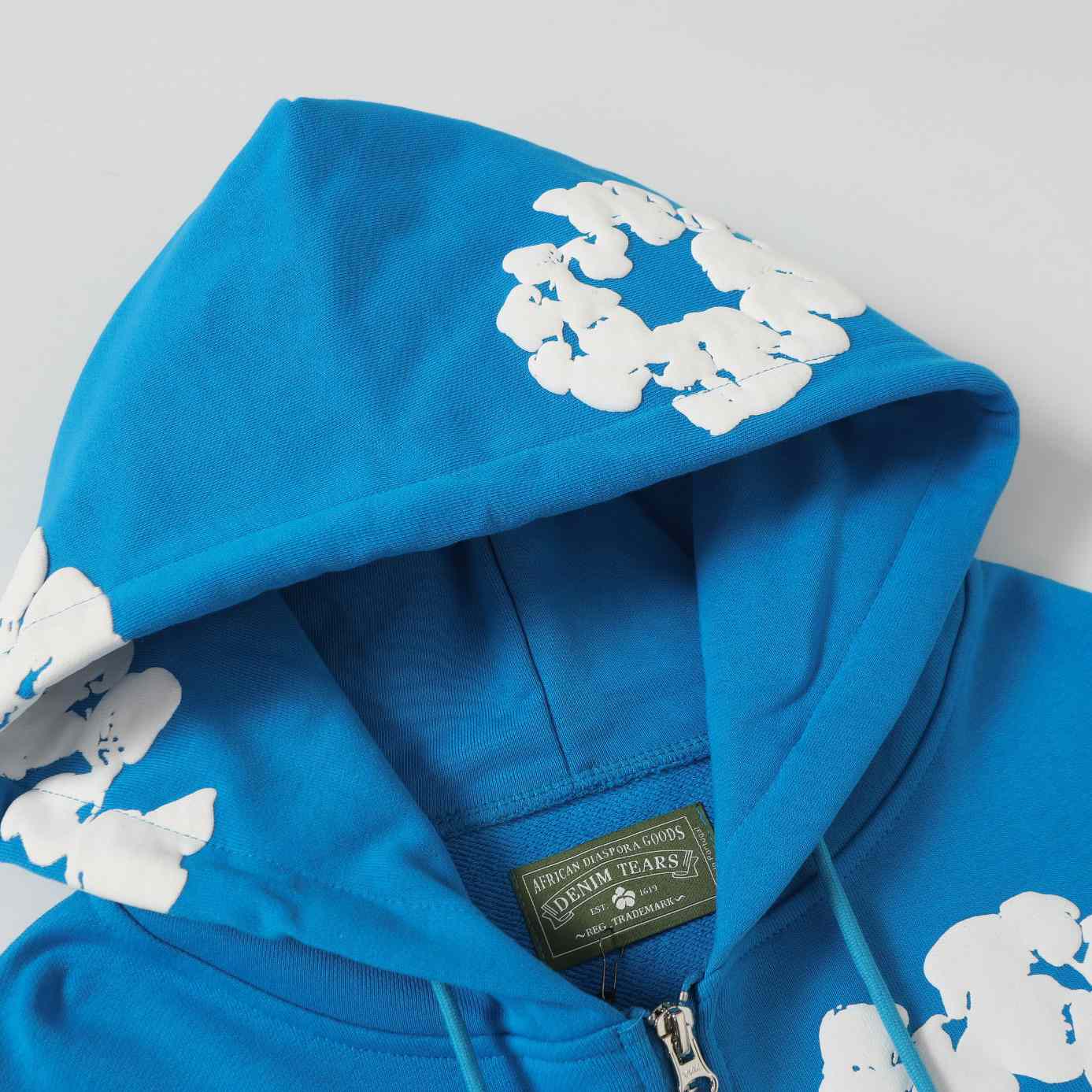 Denim Tears Cotton Wreath Zip Hoodie Blue - DesignerGu