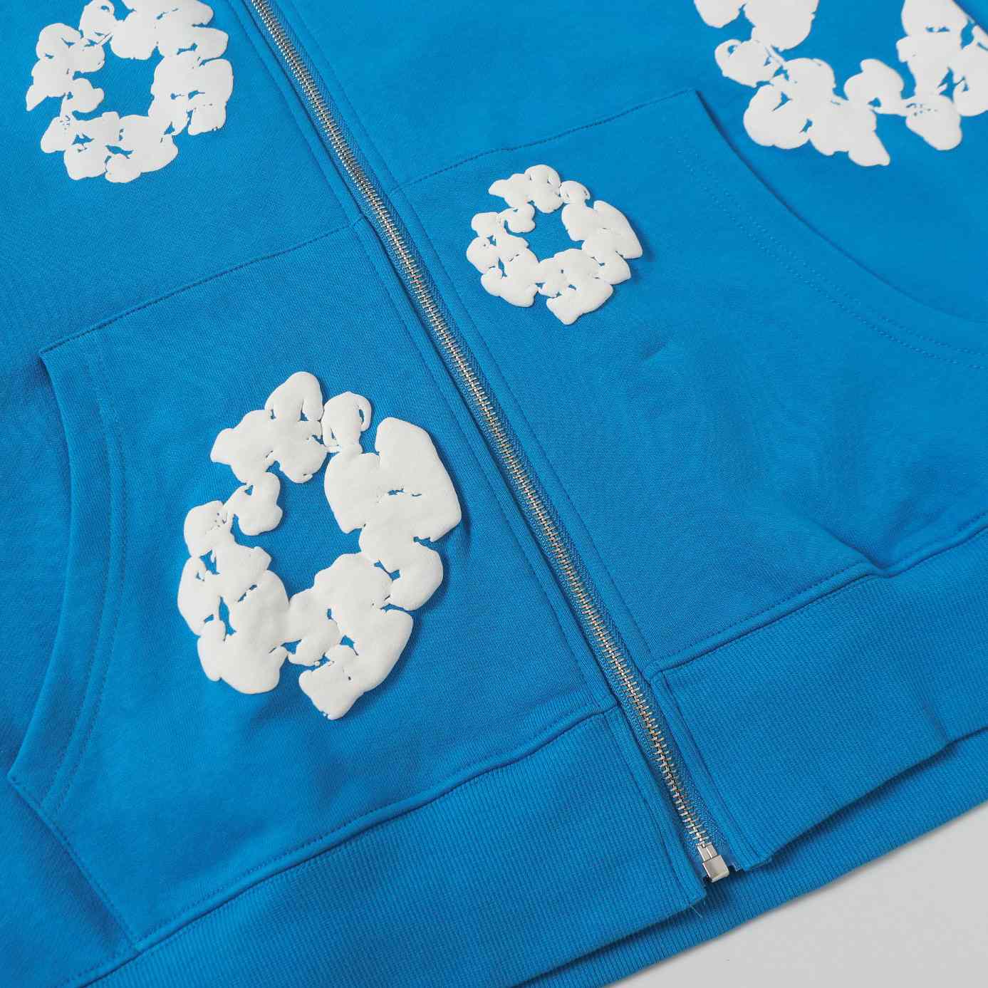 Denim Tears Cotton Wreath Zip Hoodie Blue - DesignerGu