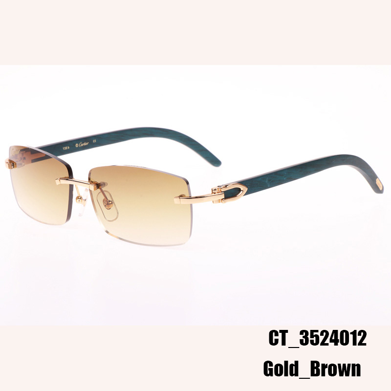 Cartier CT_3524012 Green Wood Sunglasses In Gold Brown - DesignerGu