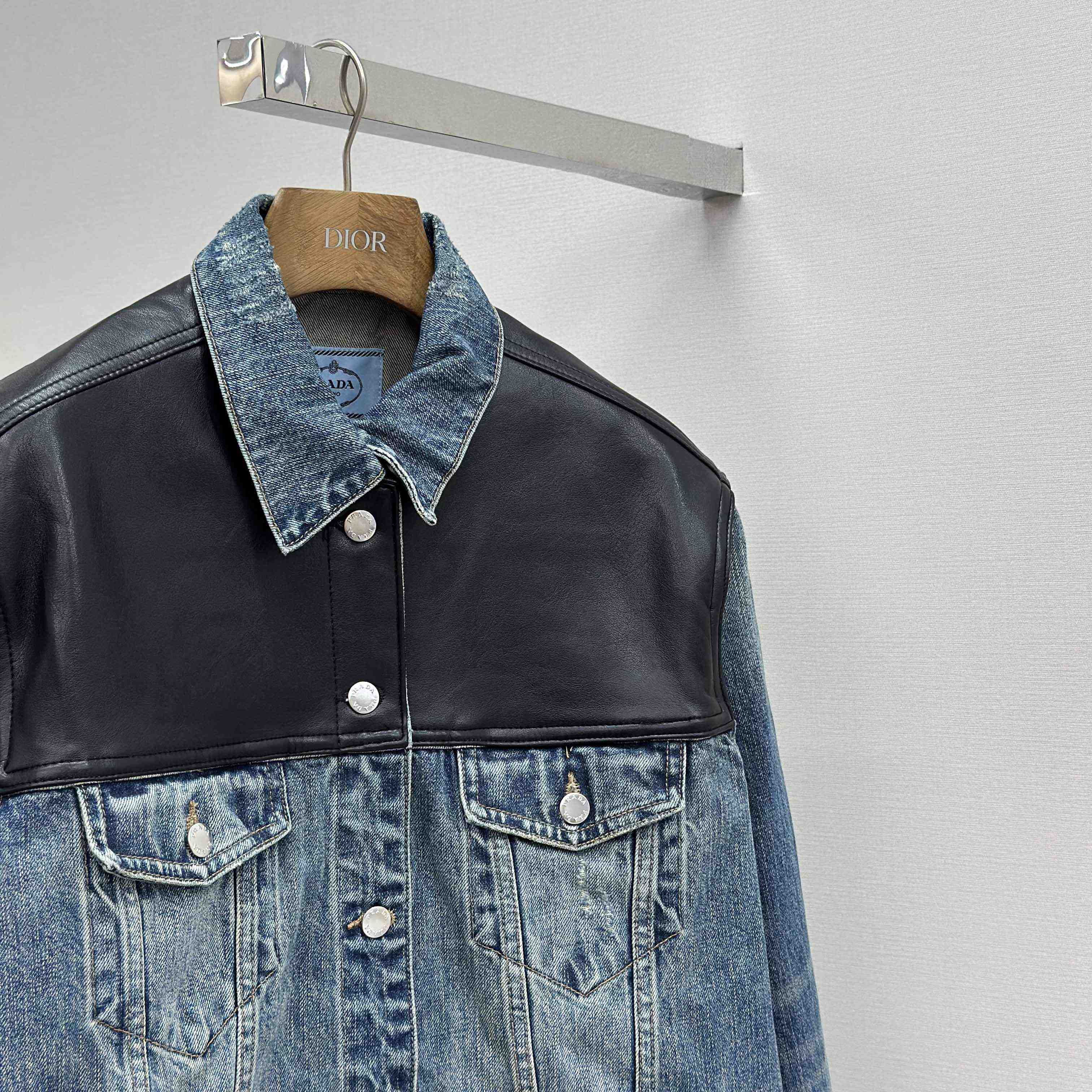 Prada Denim And Leather Jacket - DesignerGu