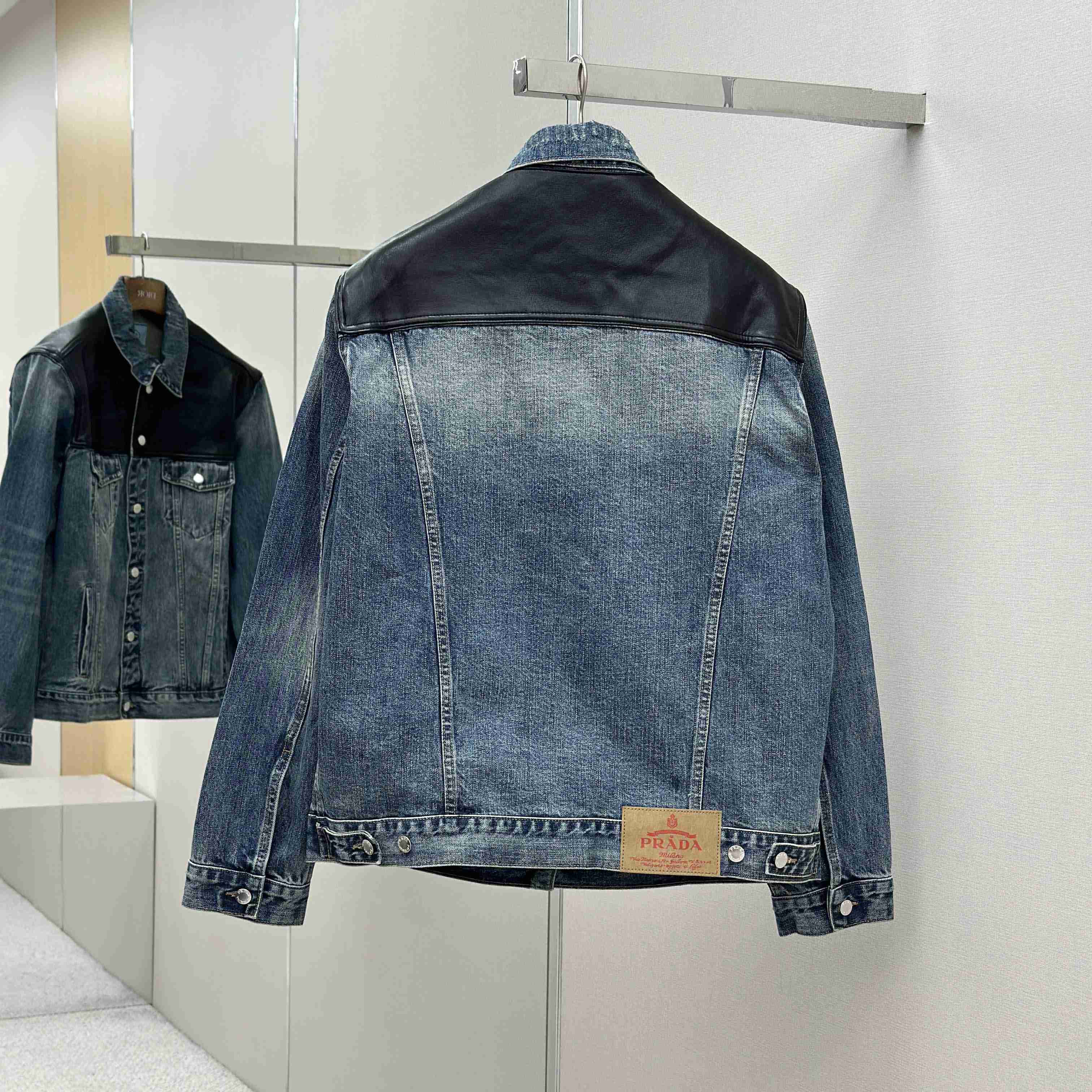 Prada Denim And Leather Jacket - DesignerGu
