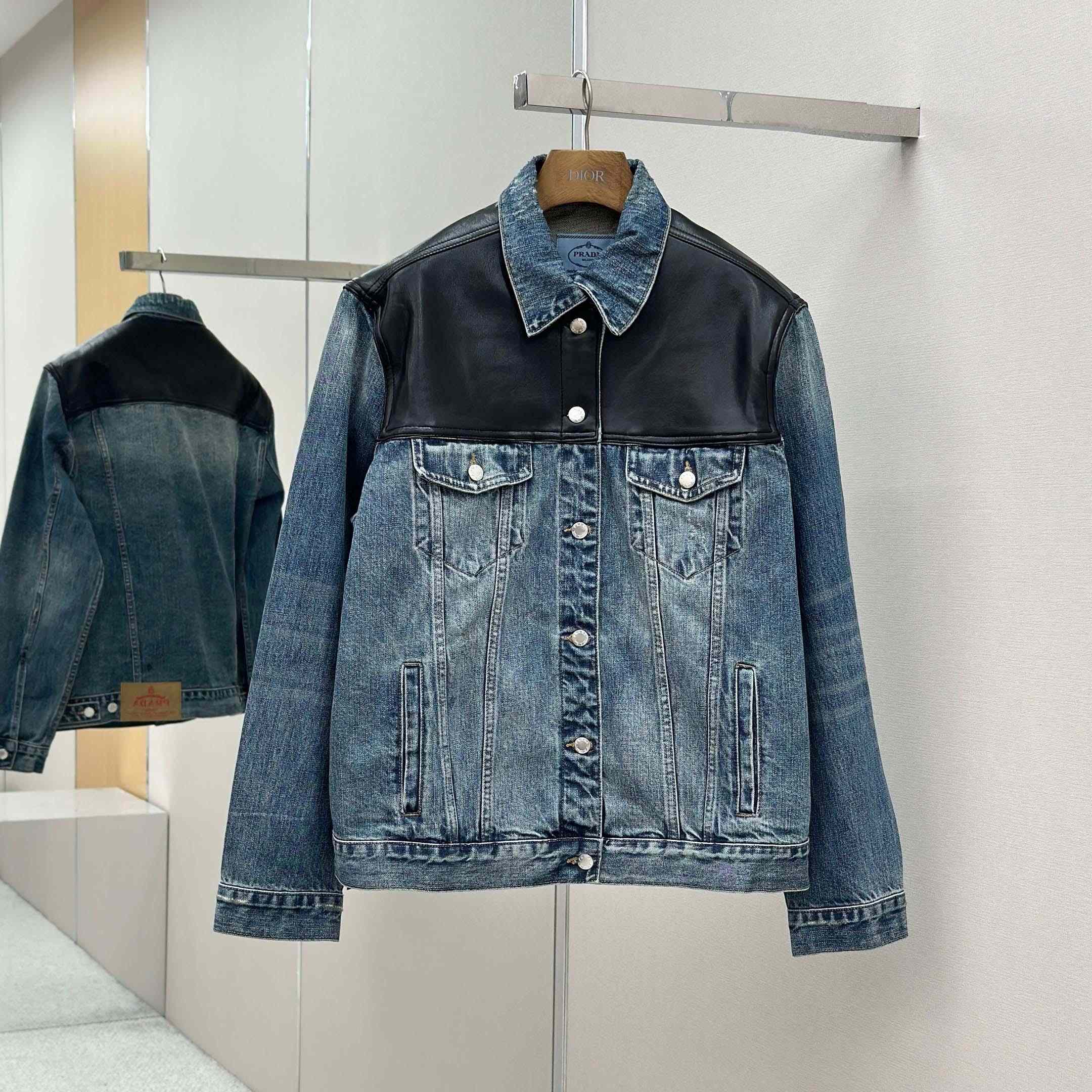 Prada Denim And Leather Jacket - DesignerGu