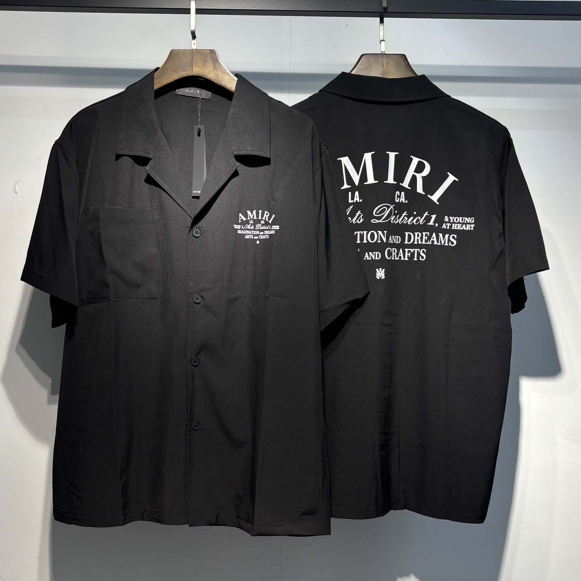 Amiri Logo-print Short-sleeve Silk Shirt - DesignerGu