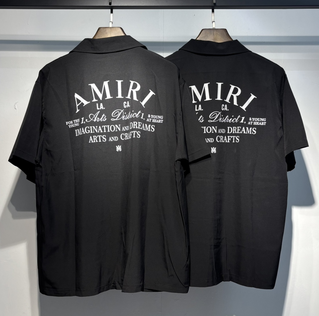 Amiri Logo-print Short-sleeve Silk Shirt - DesignerGu