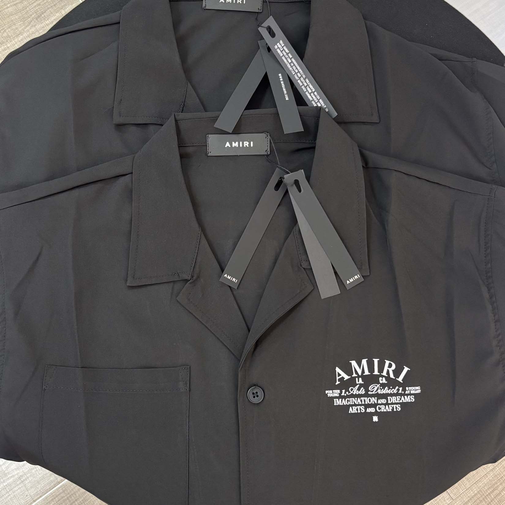 Amiri Logo-print Short-sleeve Silk Shirt - DesignerGu