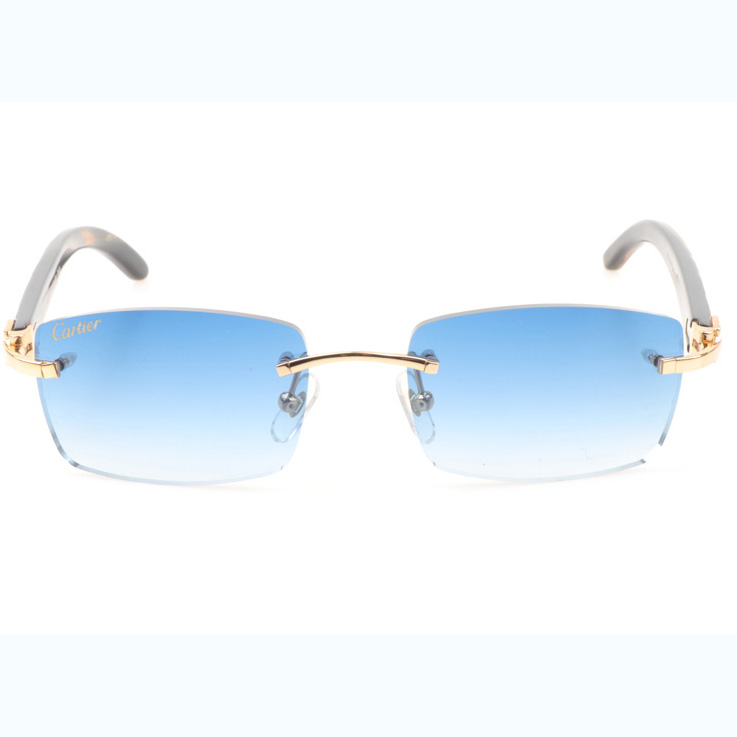 Cartier CT_3524012 Shell Mix Black Buffalo Sunglasses In Gold Gradient Blue - DesignerGu
