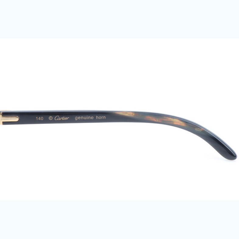 Cartier CT_3524012 Shell Mix Black Buffalo Sunglasses In Gold Gradient Blue - DesignerGu