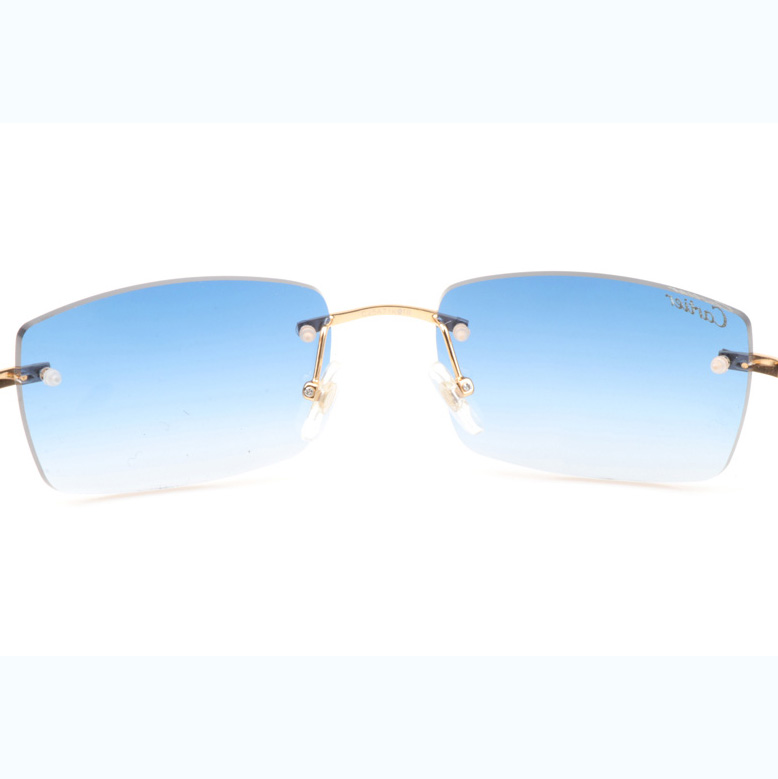 Cartier CT_3524012 Shell Mix Black Buffalo Sunglasses In Gold Gradient Blue - DesignerGu