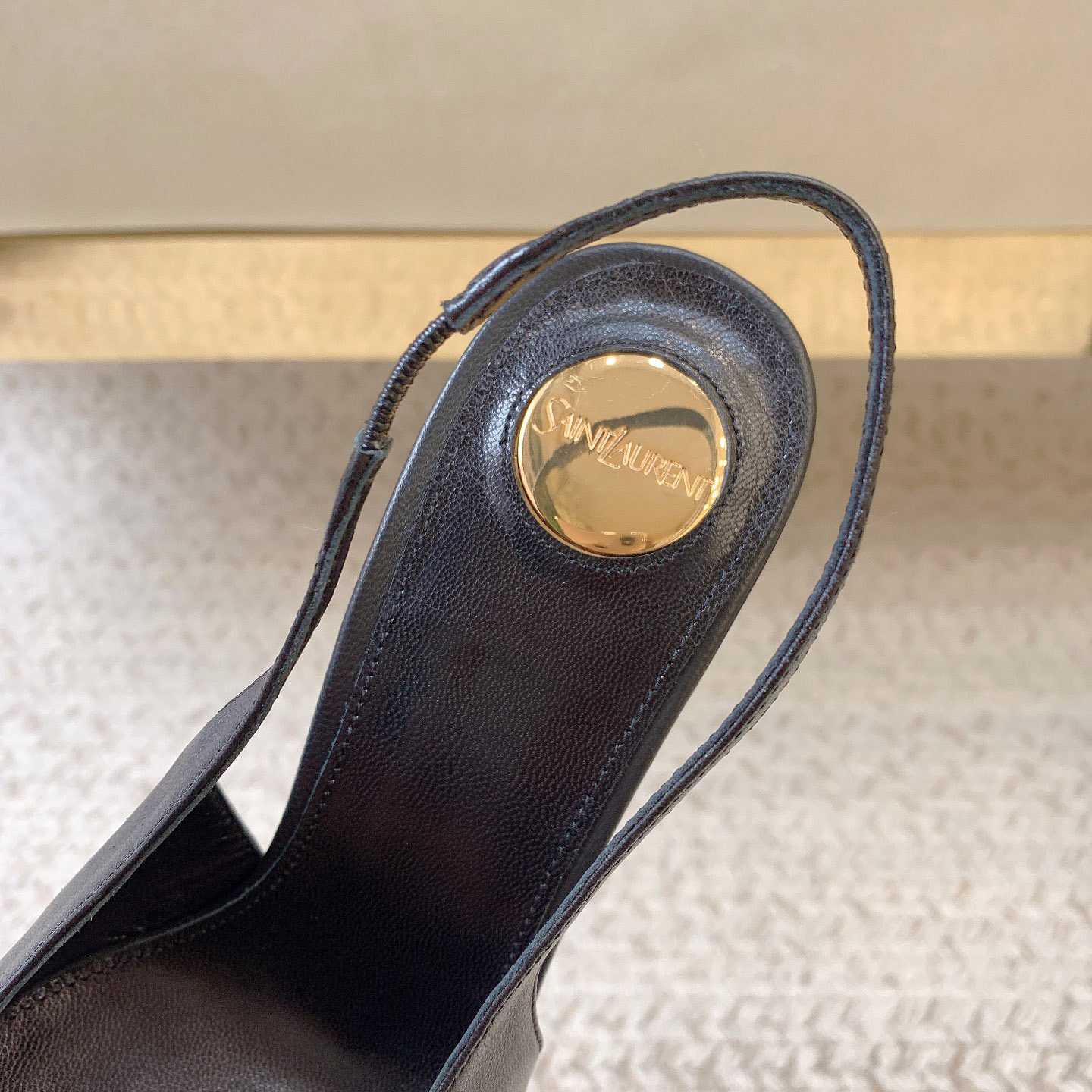 Saint Laurent Leather YSL Slingback Pumps - DesignerGu