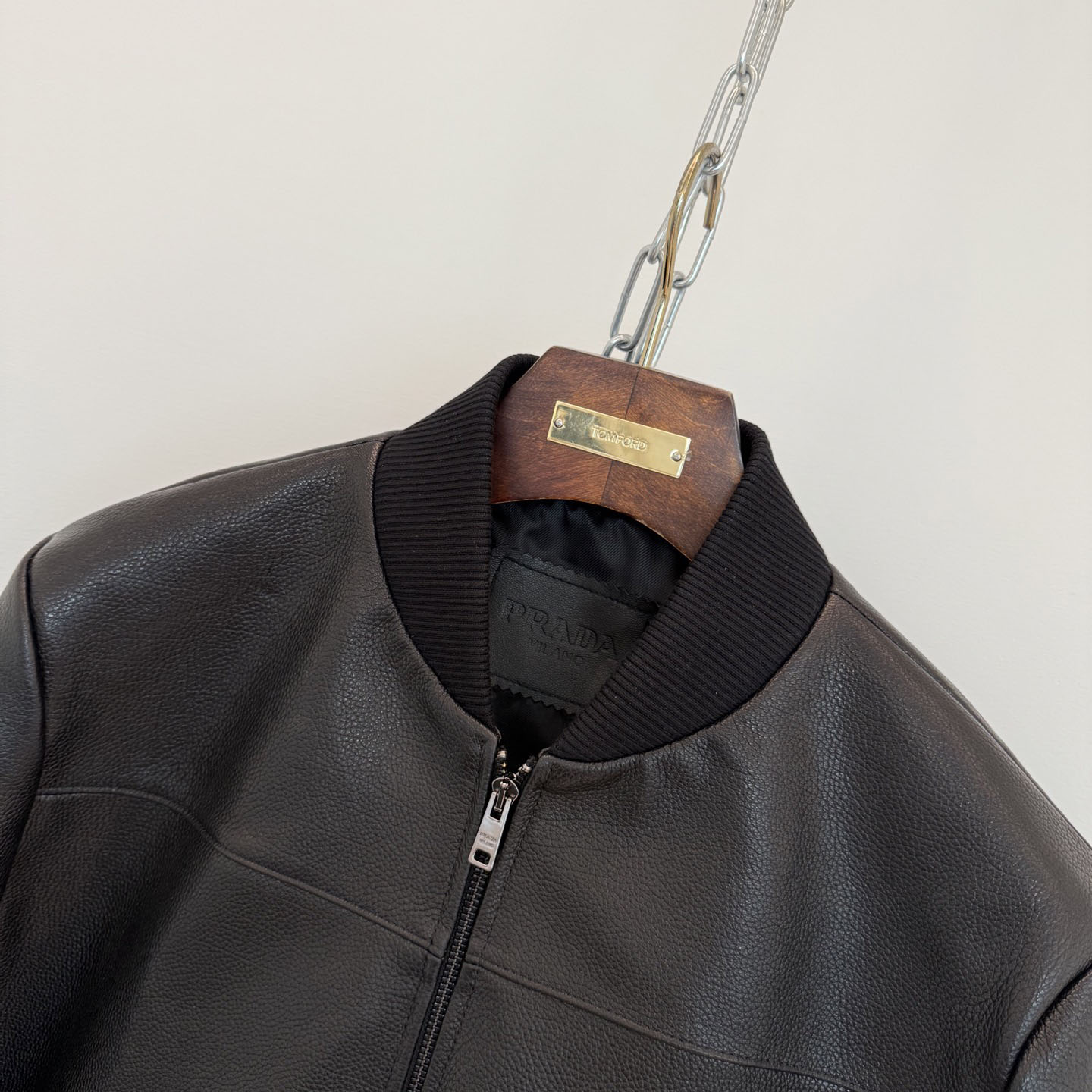 Prada Leather Bomber Jacket - DesignerGu