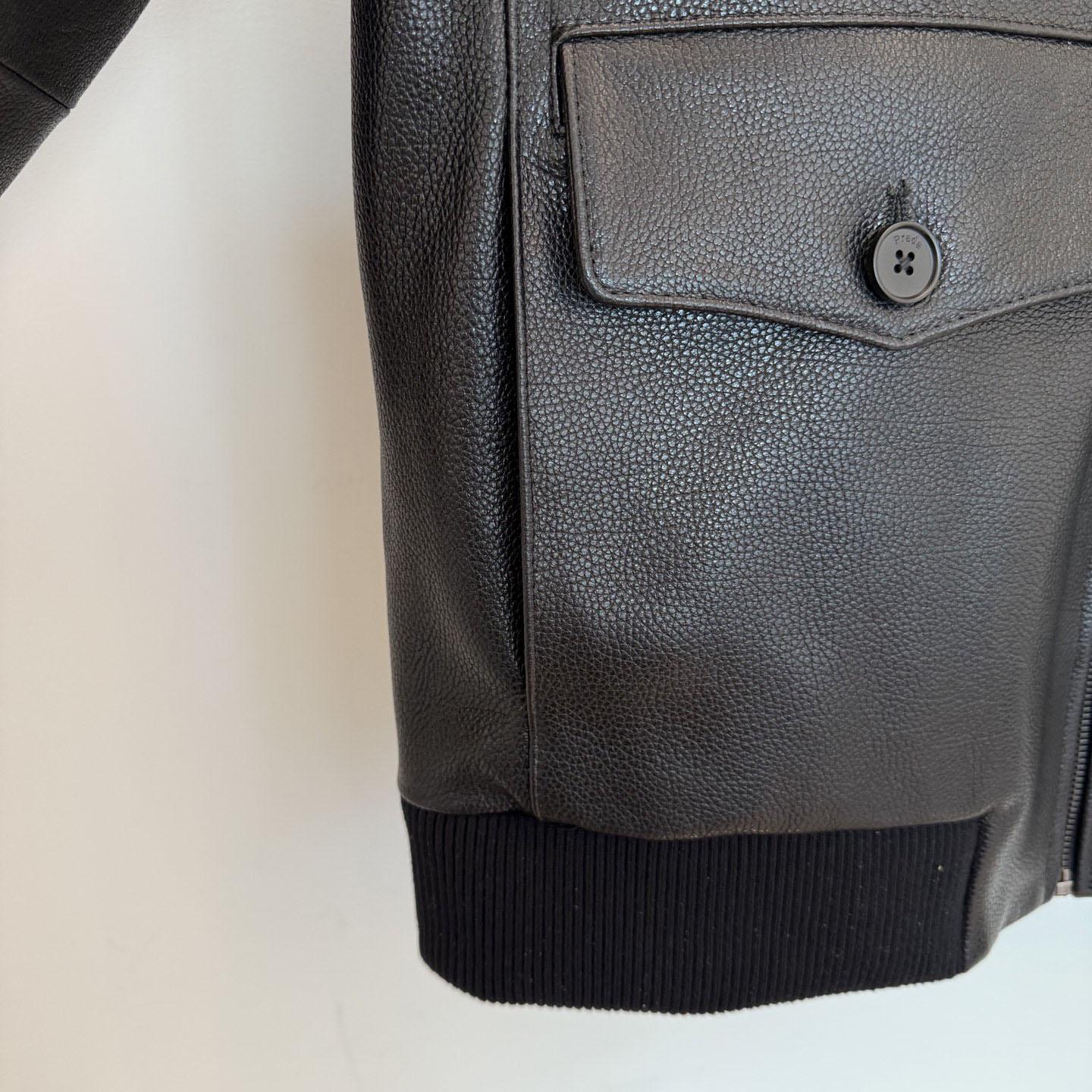 Prada Leather Bomber Jacket - DesignerGu