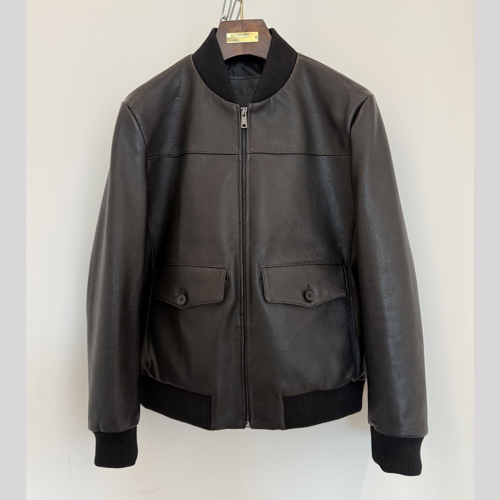 Prada Leather Bomber Jacket - DesignerGu