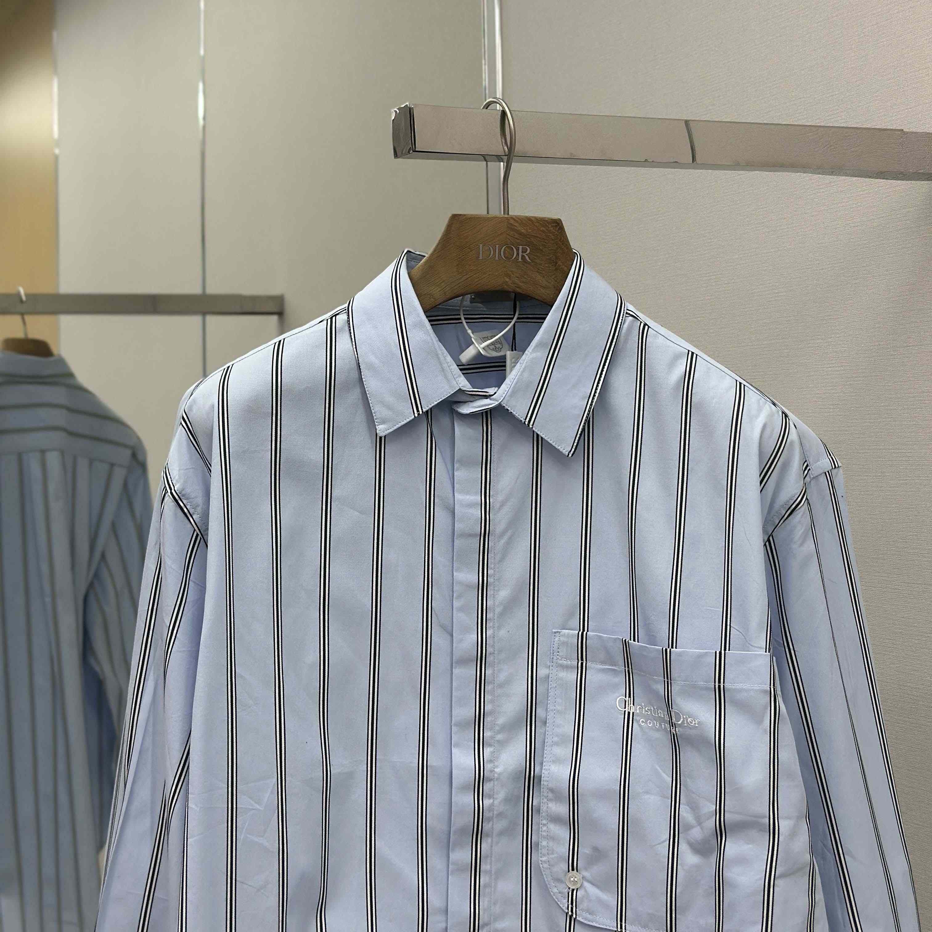 Dior Embroidery Shirt in Blue - DesignerGu