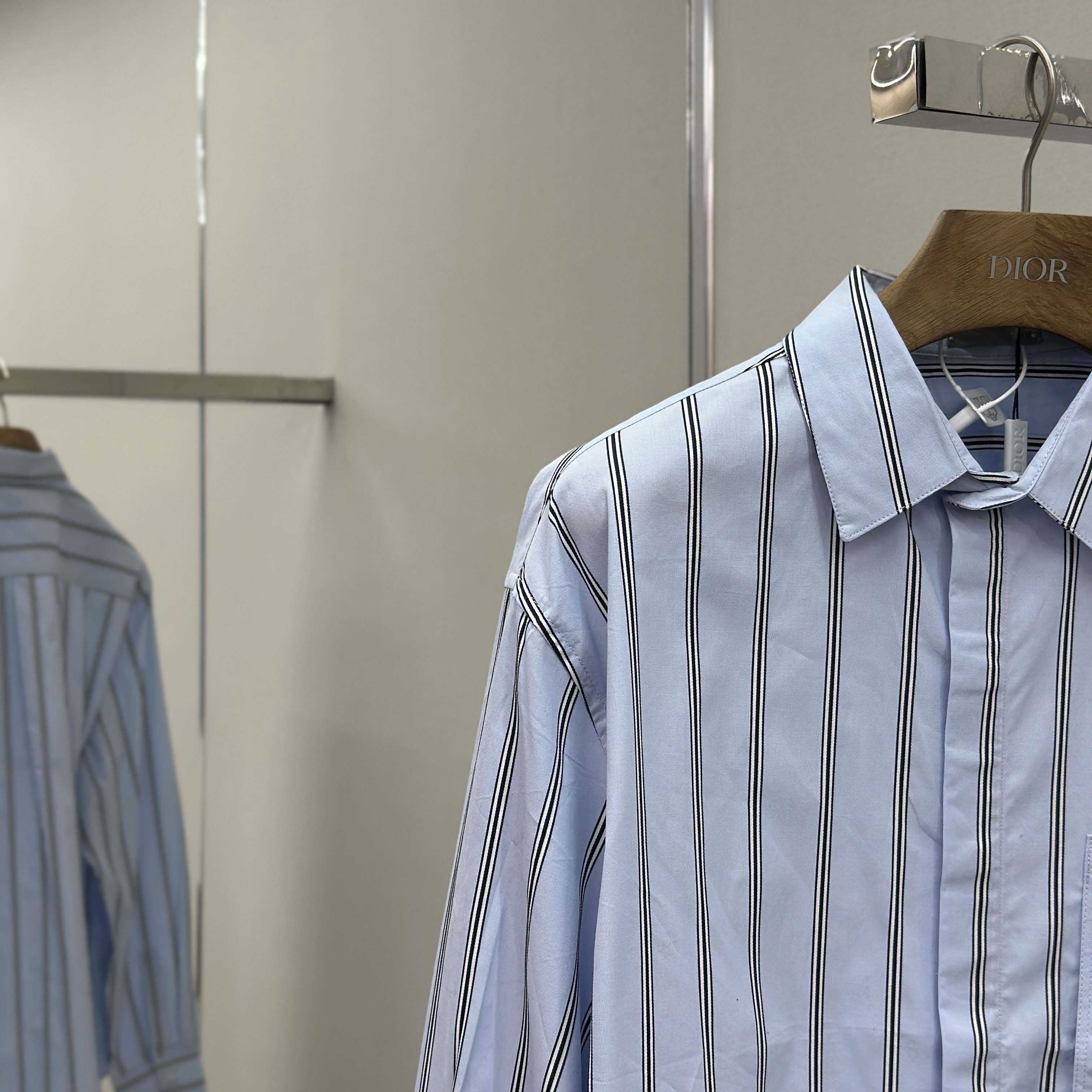 Dior Embroidery Shirt in Blue - DesignerGu