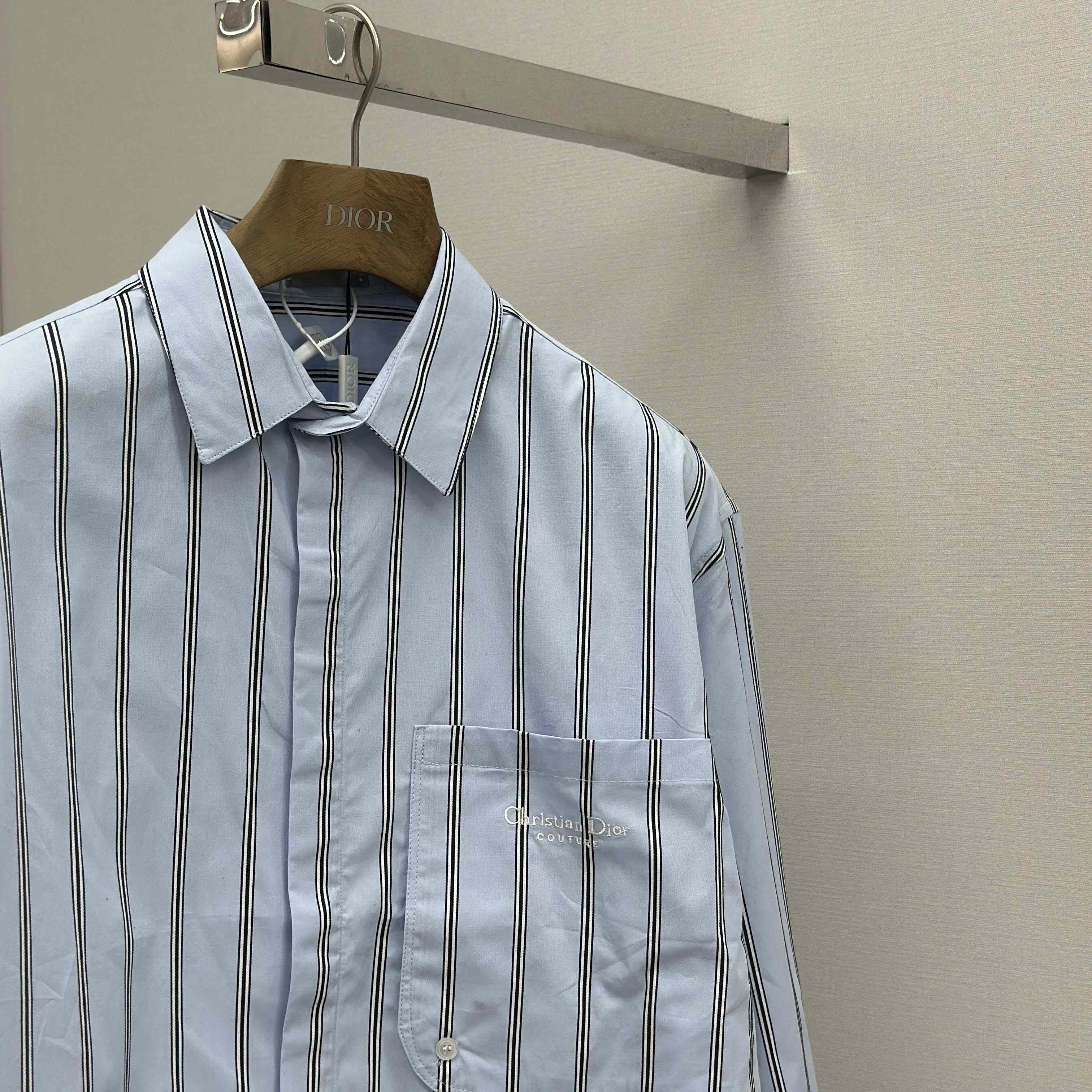 Dior Embroidery Shirt in Blue - DesignerGu