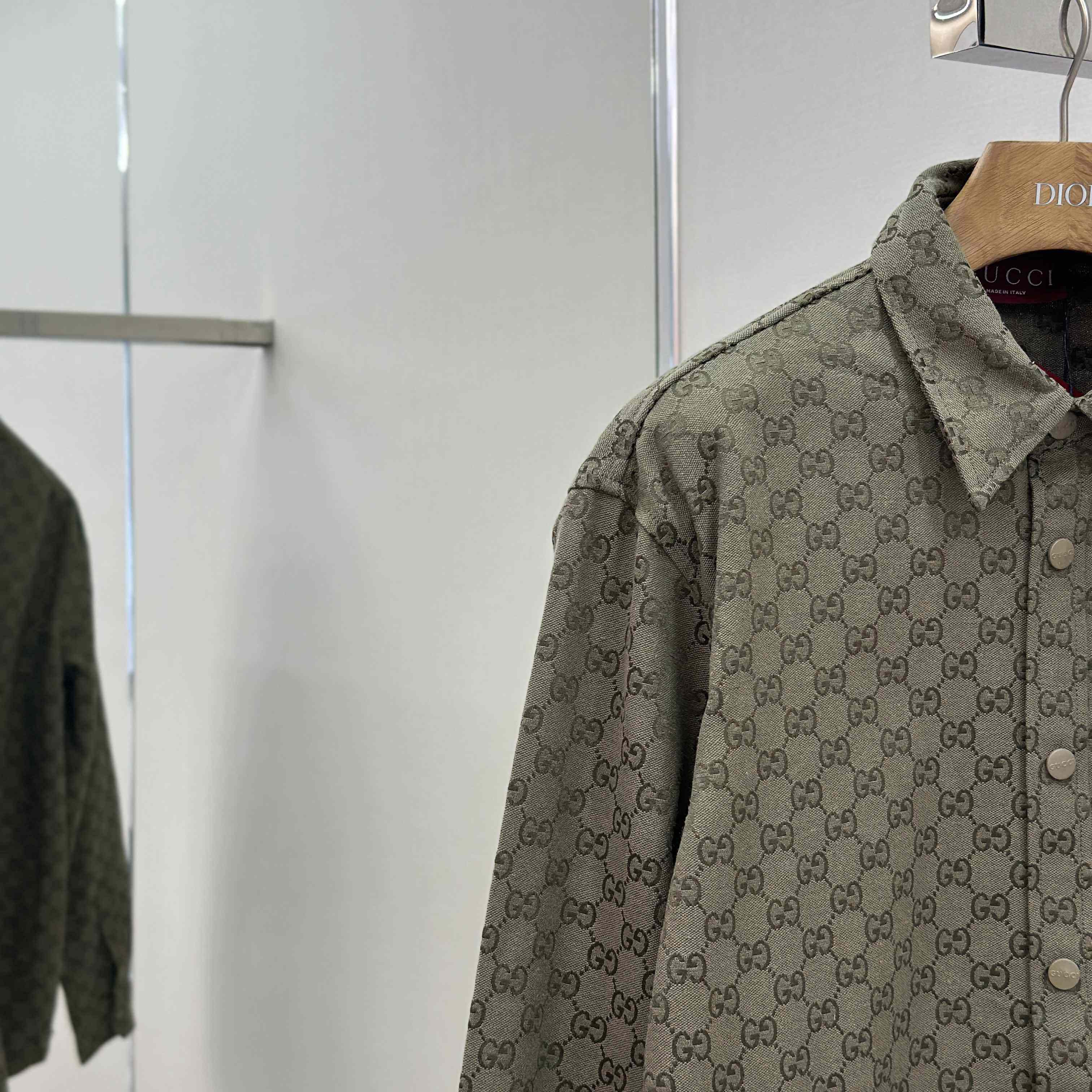 Gucci  Monogrammed Cotton-Blend Jacquard Shirt - DesignerGu