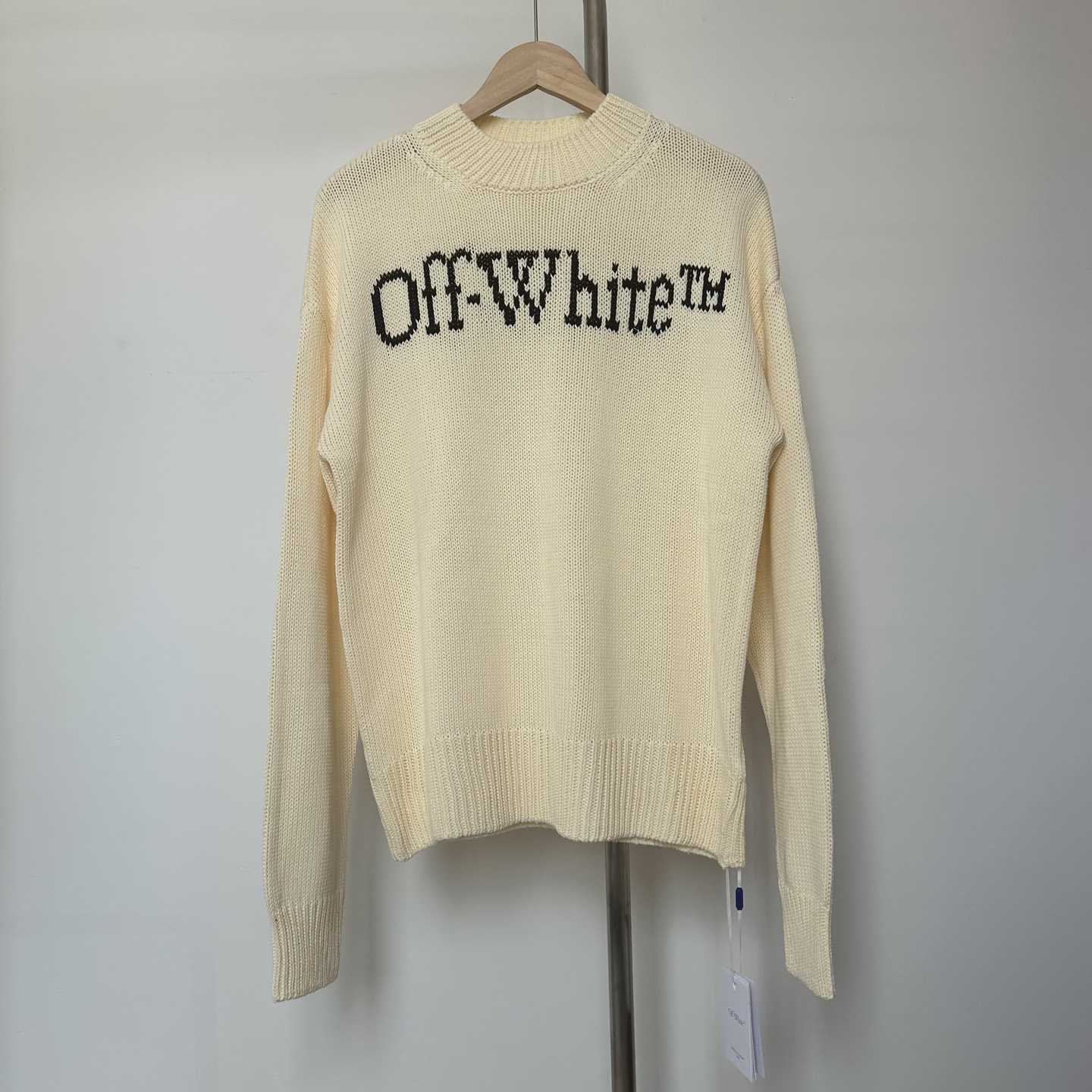 Off White Big Bookish Chunky Knit Crewn Creme Brul - DesignerGu