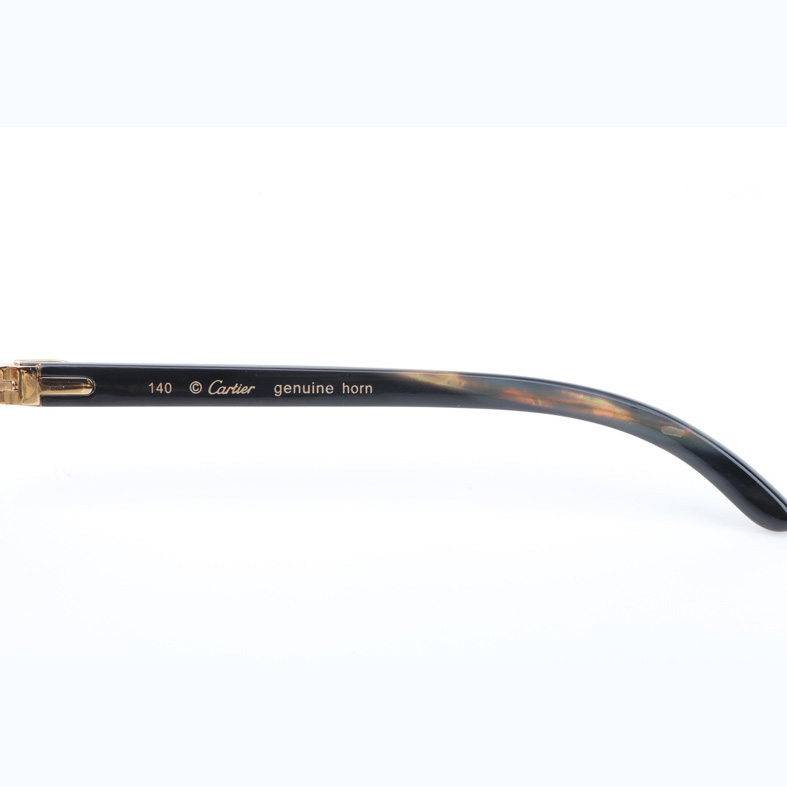 Cartier CT_3524012 Shell Mix Black Buffalo Sunglasses In Gold Brown - DesignerGu