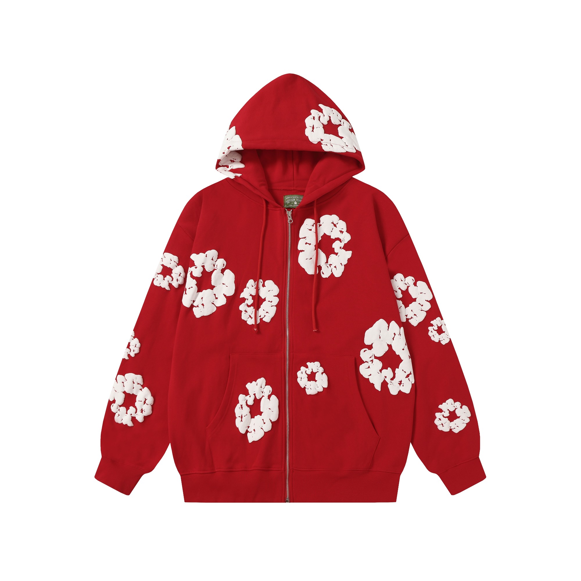 Denim Tears Cotton Wreath Zip Hoodie Red - DesignerGu