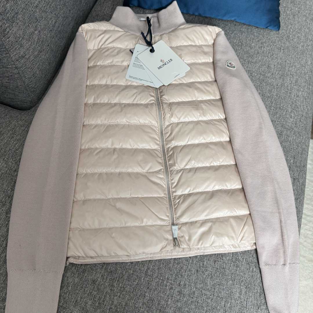 Moncler Padded Wool Zip-Up Cardigan In Pink    Z503 - DesignerGu