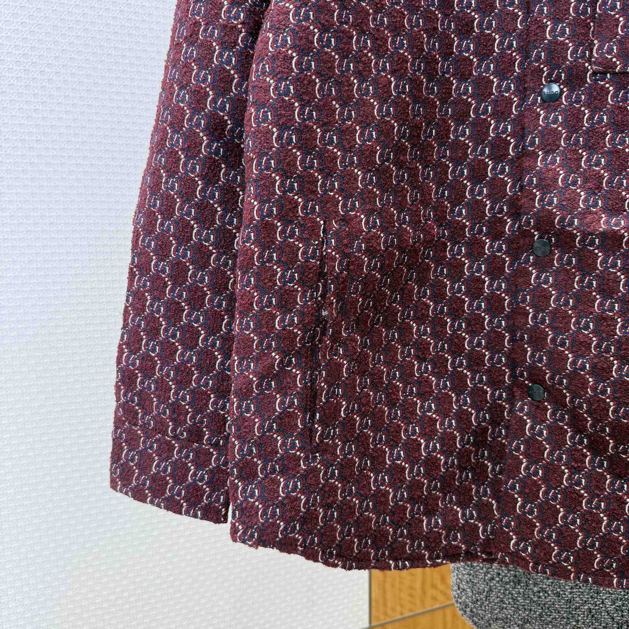 Gucci Bouclé Wool Jacquard Shirt 'Burgundy/Blue' - DesignerGu