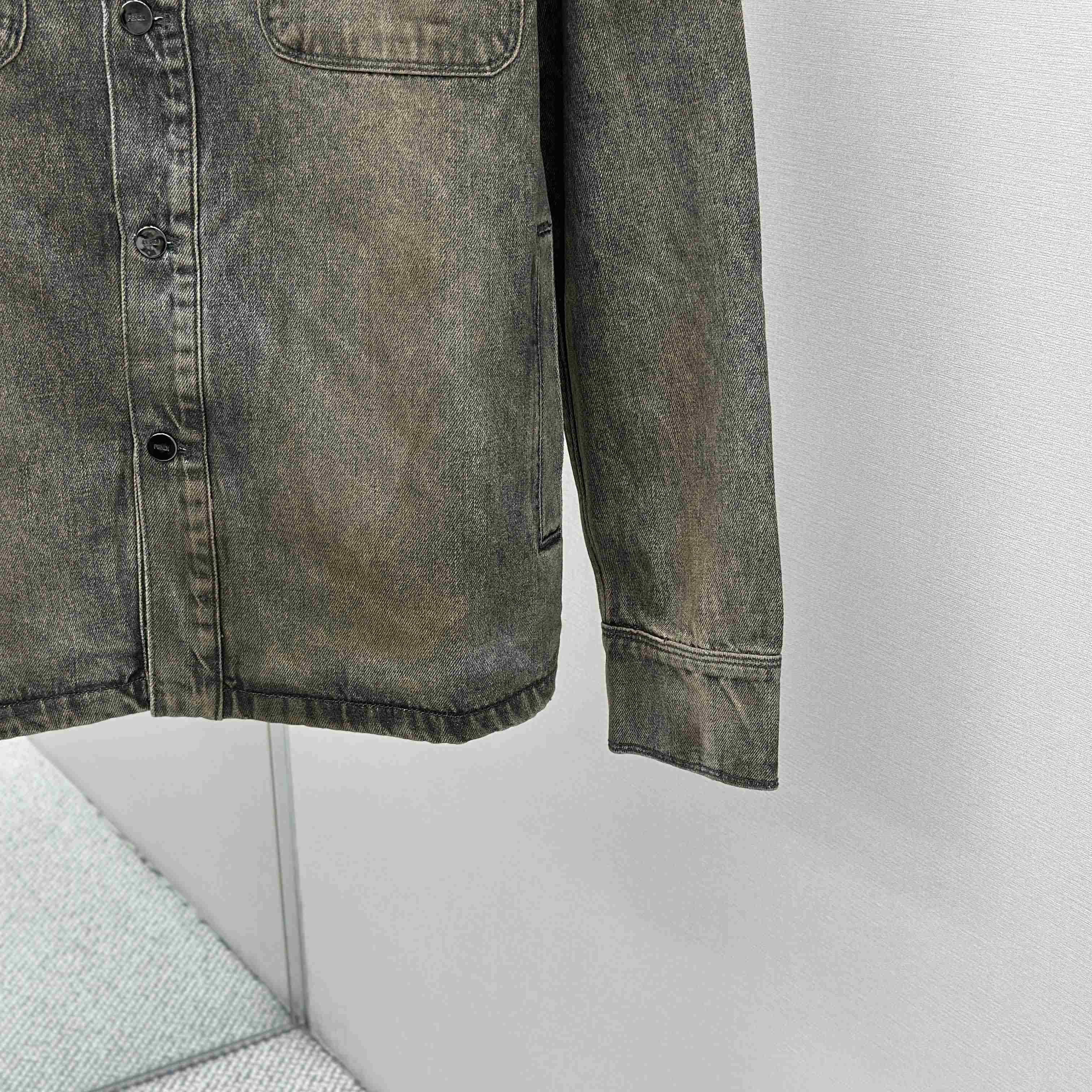 Fendi Grey Overdyed Denim Shirt - DesignerGu