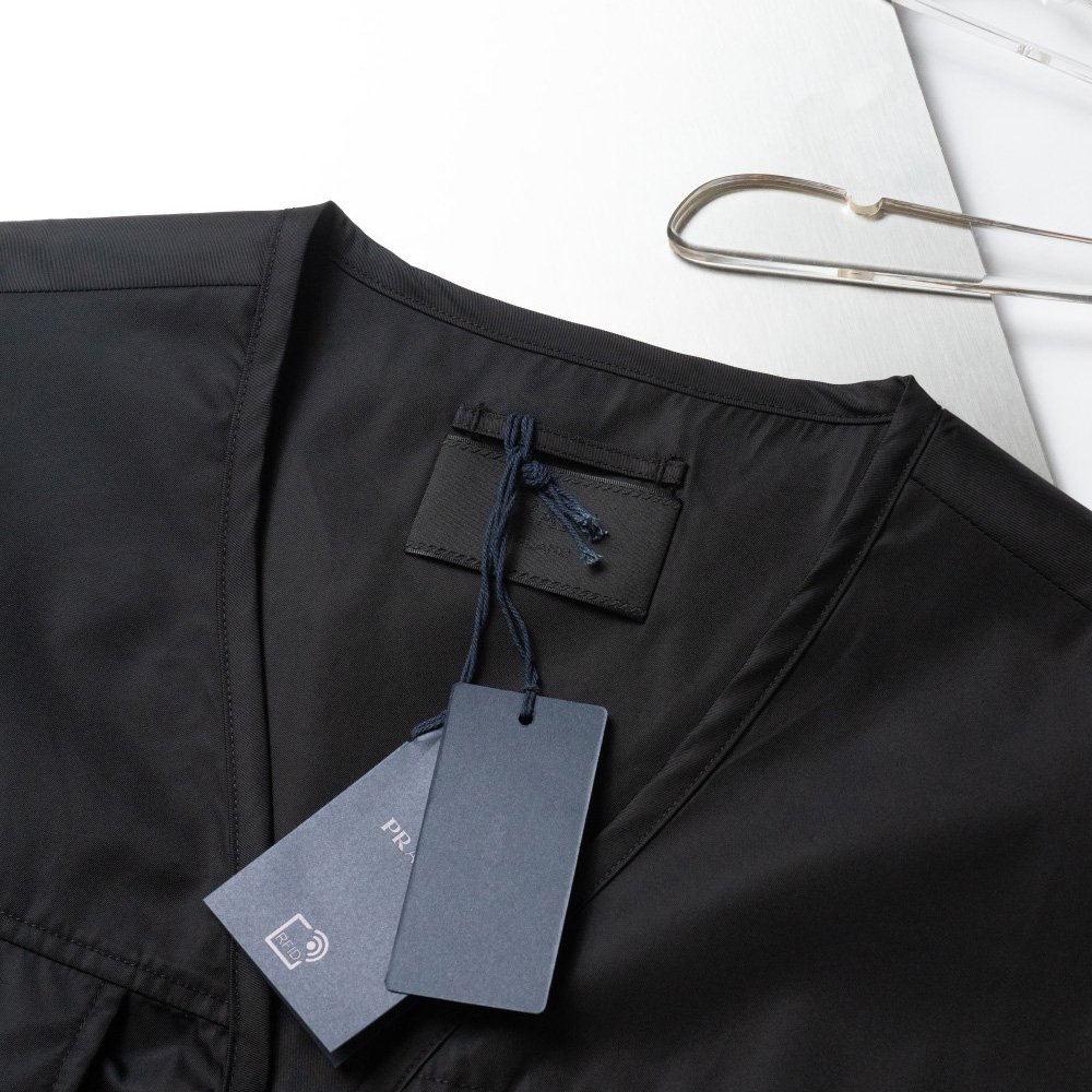 Prada Re-Nylon V-neck Vest In Black - DesignerGu