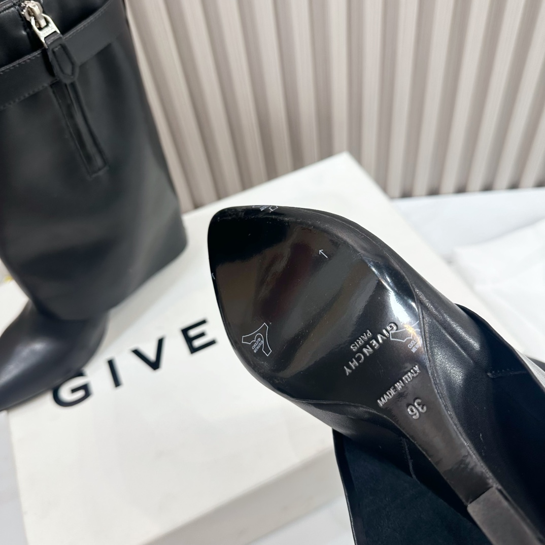 Givenchy Shark Lock Leather Knee-high Boots - DesignerGu
