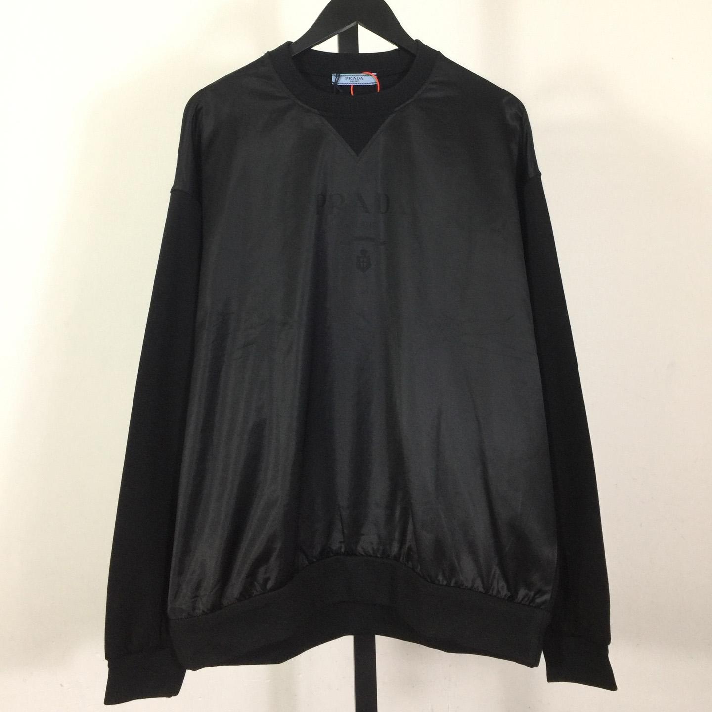 Prada Recycled Nylon Fleece-Sleeve Pullover Top - DesignerGu