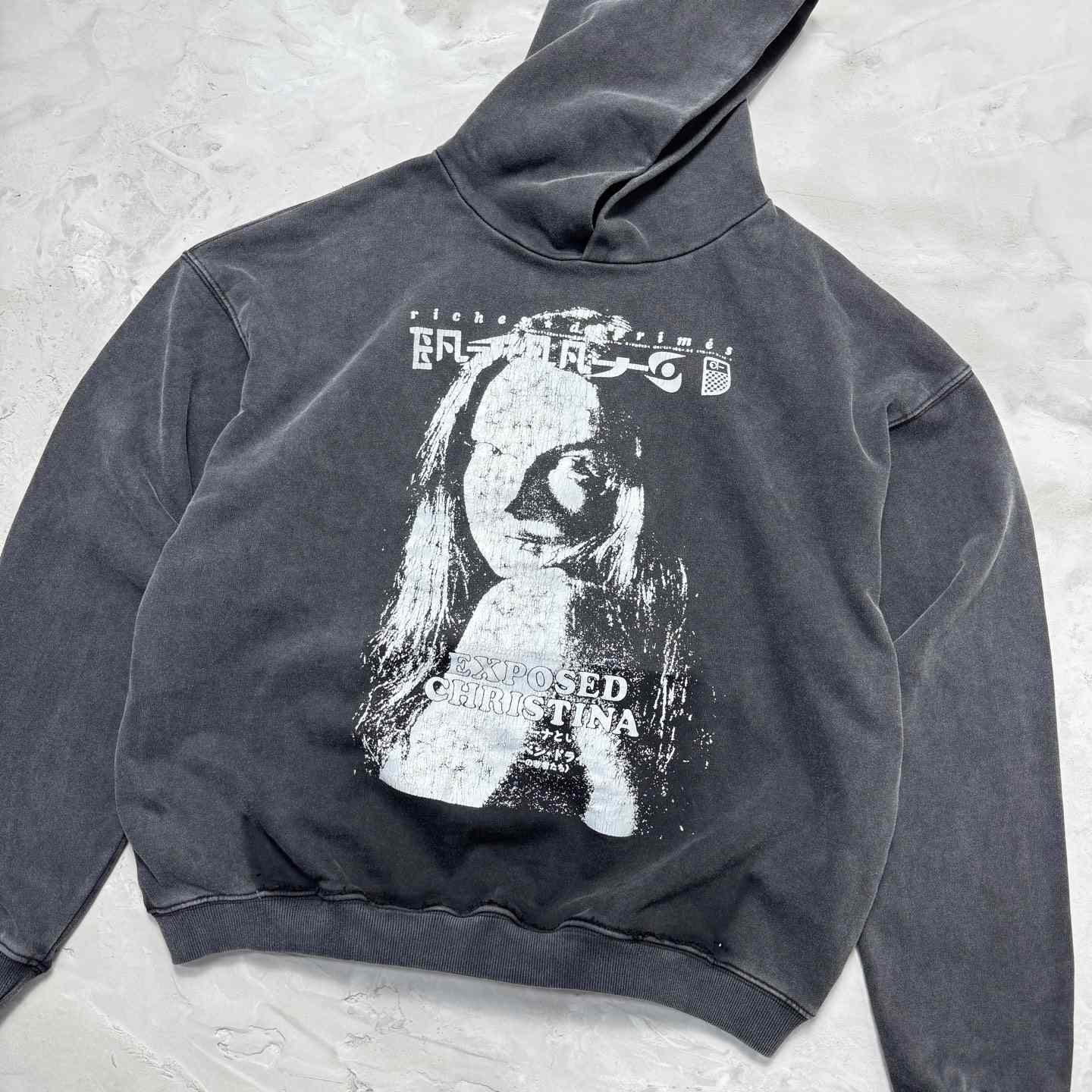 Enfants Riches Déprimés Exposed Christina Hoodie 'Sun Faded Black' - DesignerGu