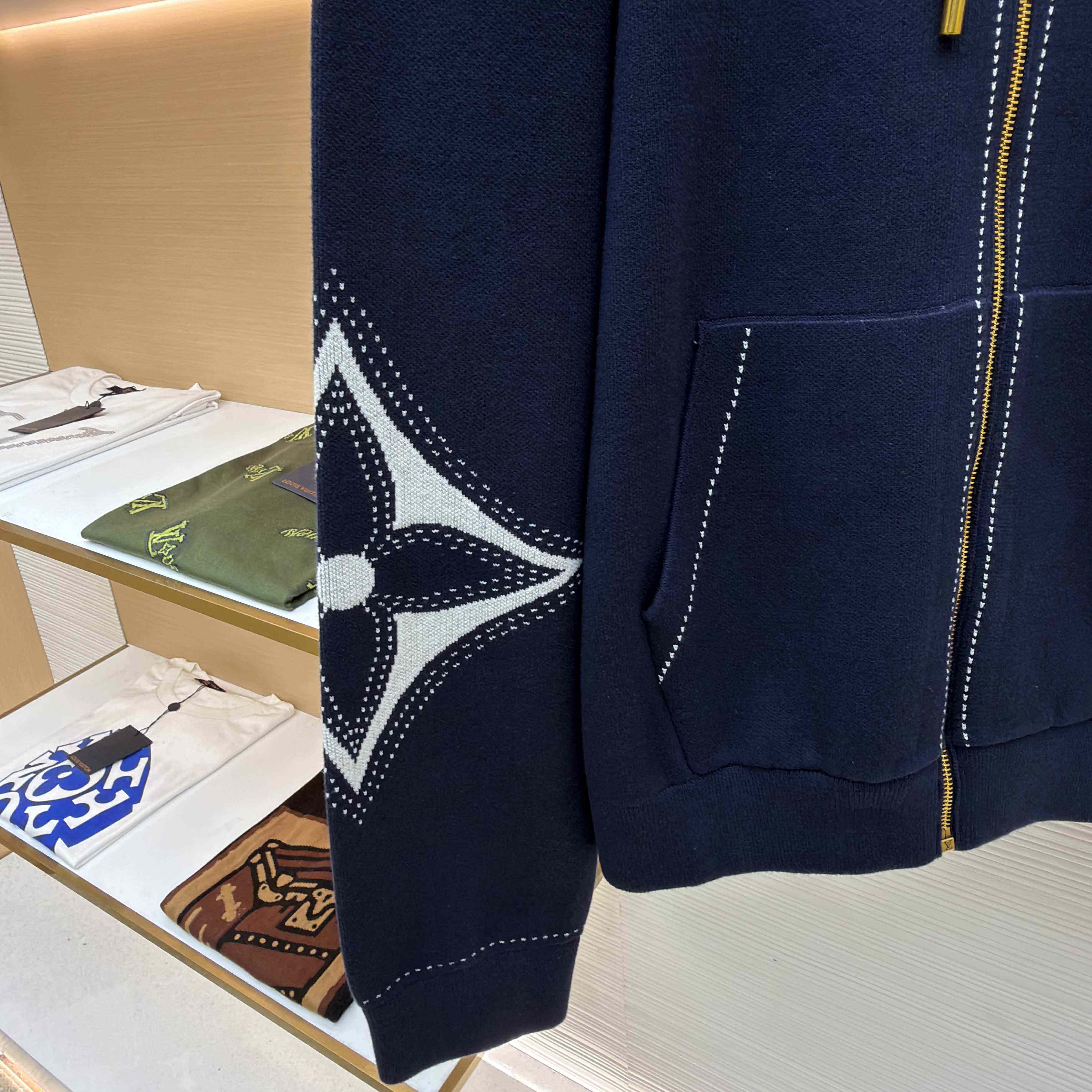 Louis Vuitton Graphic Intarsia Zipped Cotton Hoodie  - DesignerGu