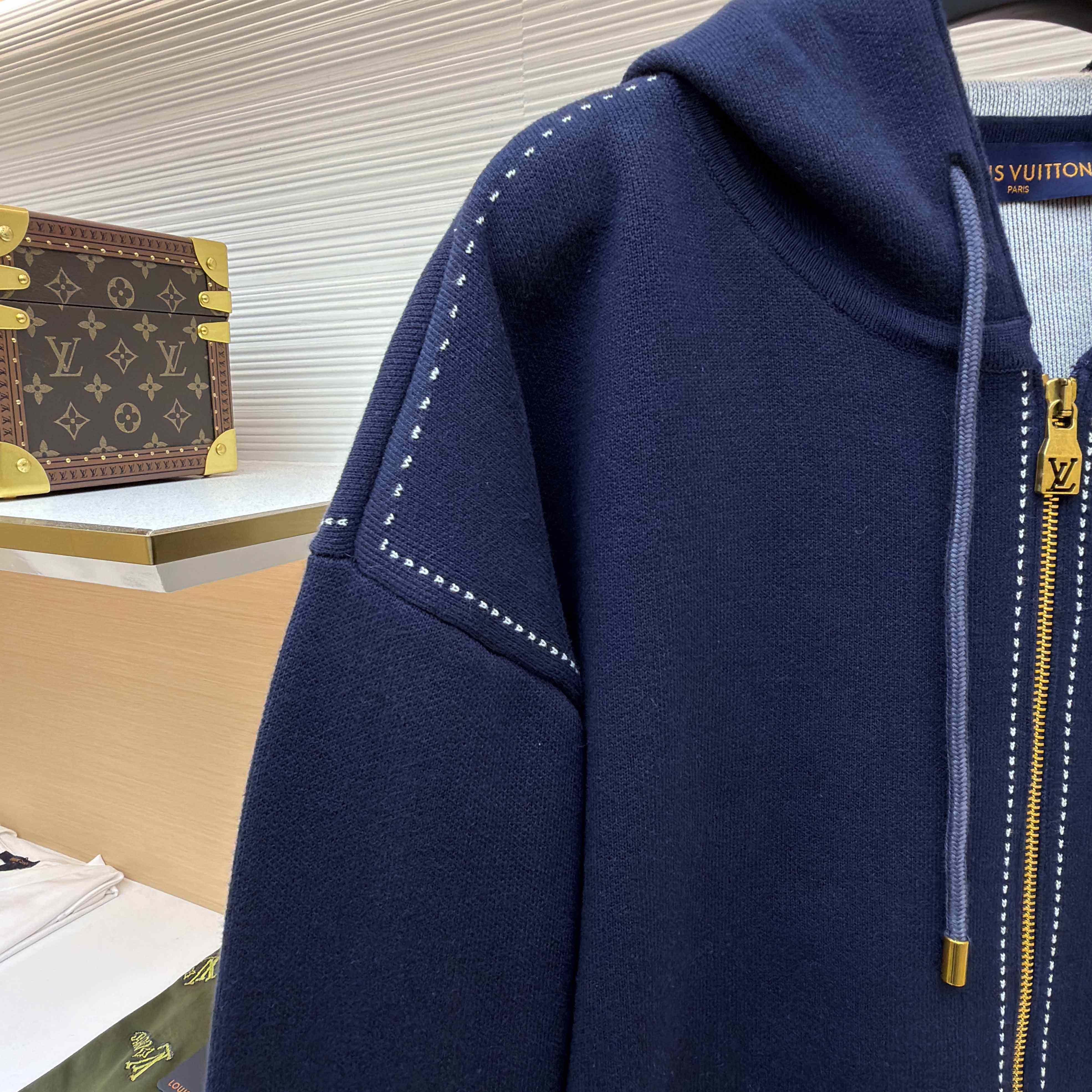 Louis Vuitton Graphic Intarsia Zipped Cotton Hoodie  - DesignerGu