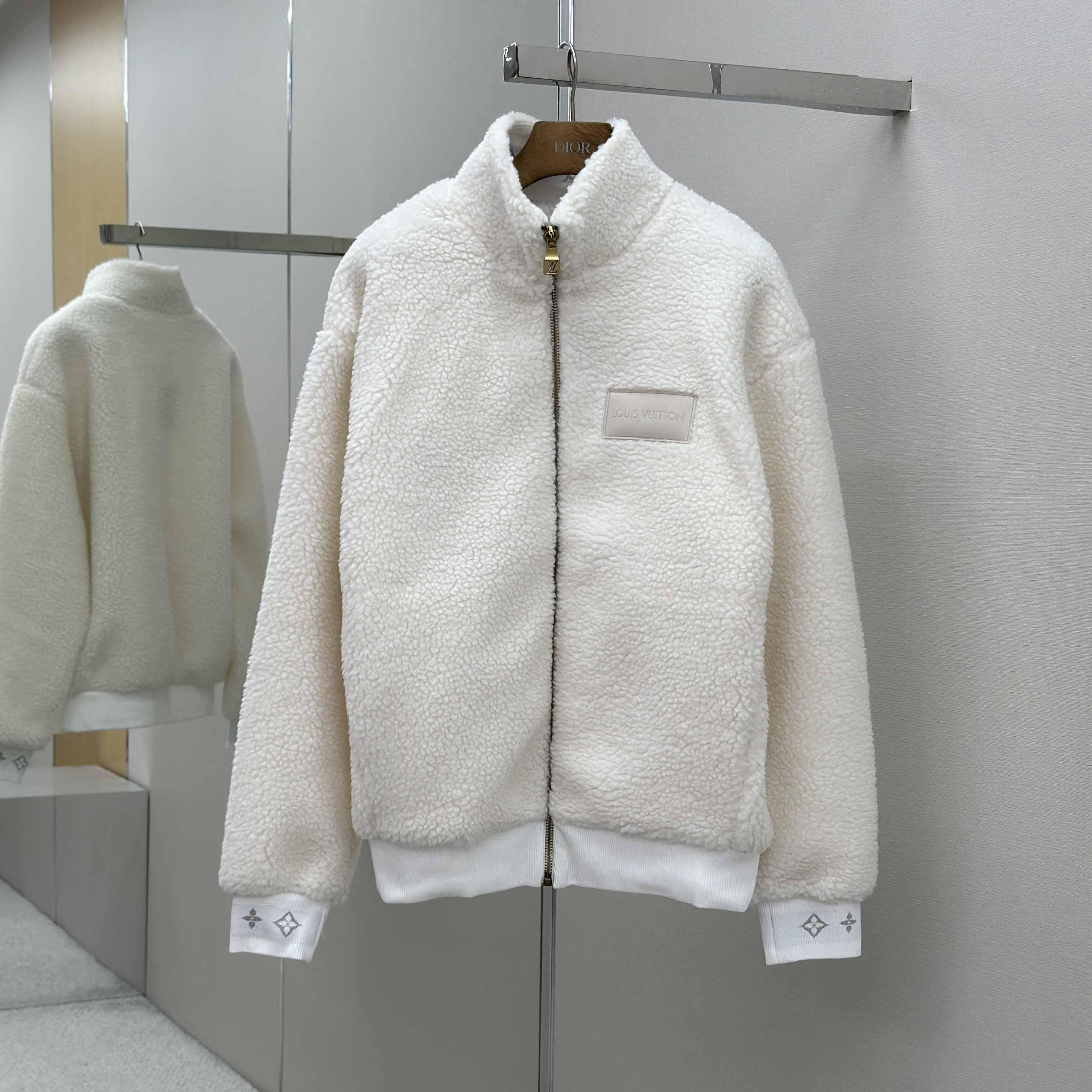 Louis Vuitton Leather Patch Fleece Blouson   1AHUGL - DesignerGu