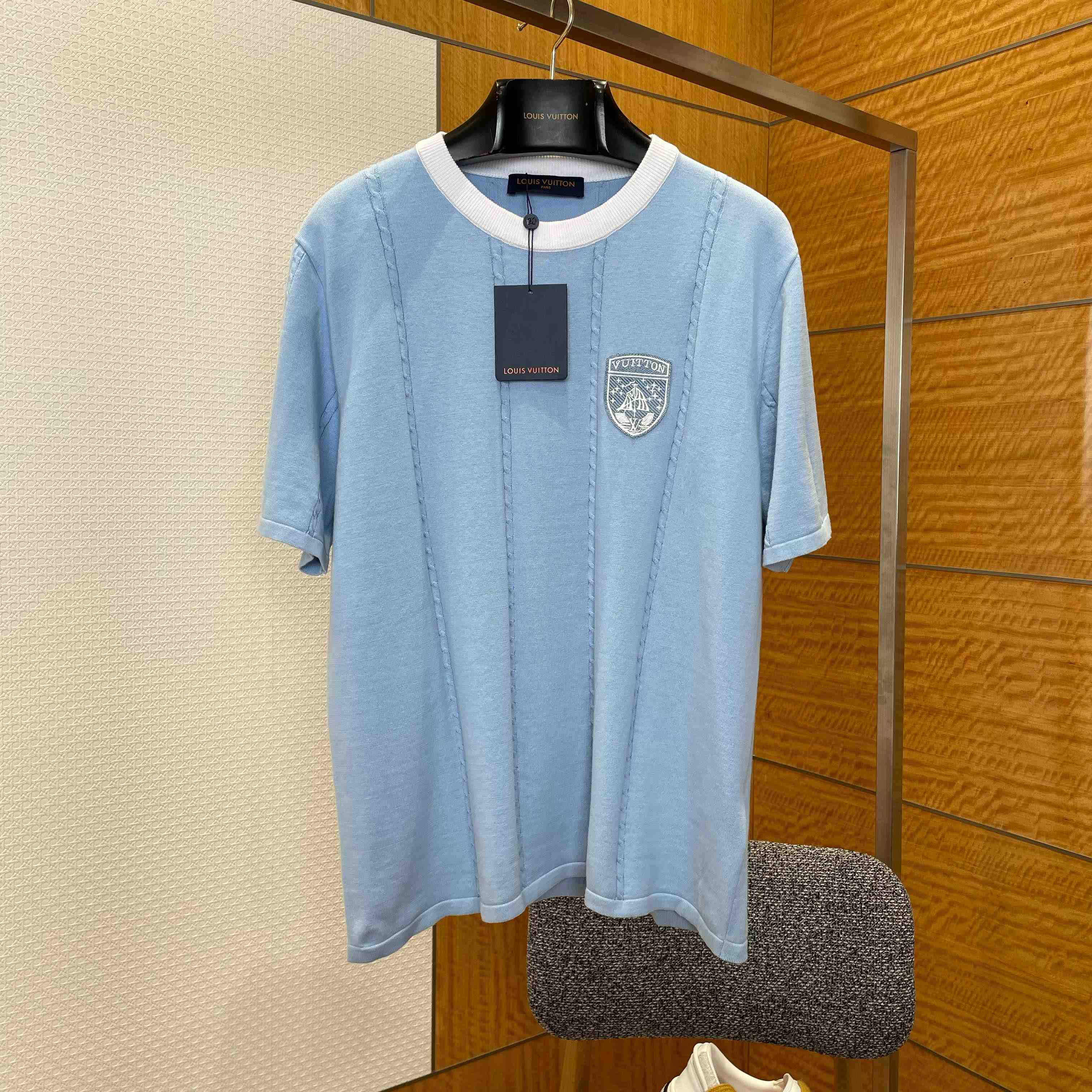 Louis Vuitton Silk-Cotton Short-Sleeved Crewneck   1AIJYJ - DesignerGu