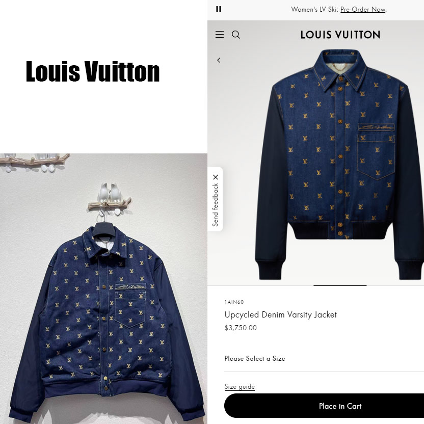 Louis Vuitton Upcycled Denim Varsity Jacket    - DesignerGu