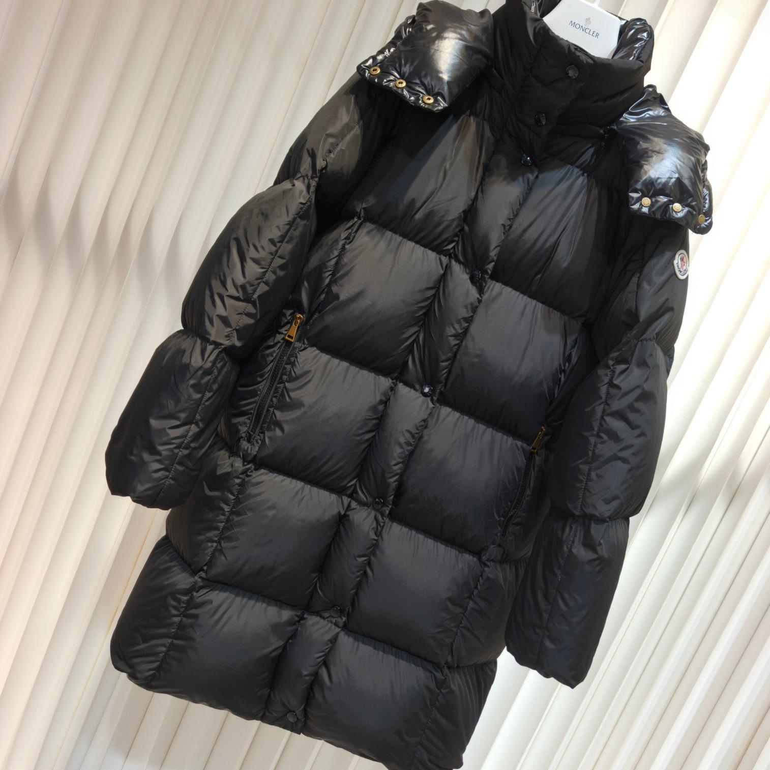 Moncler Litte Square-Quilted Hooded Long Down Jacket - DesignerGu