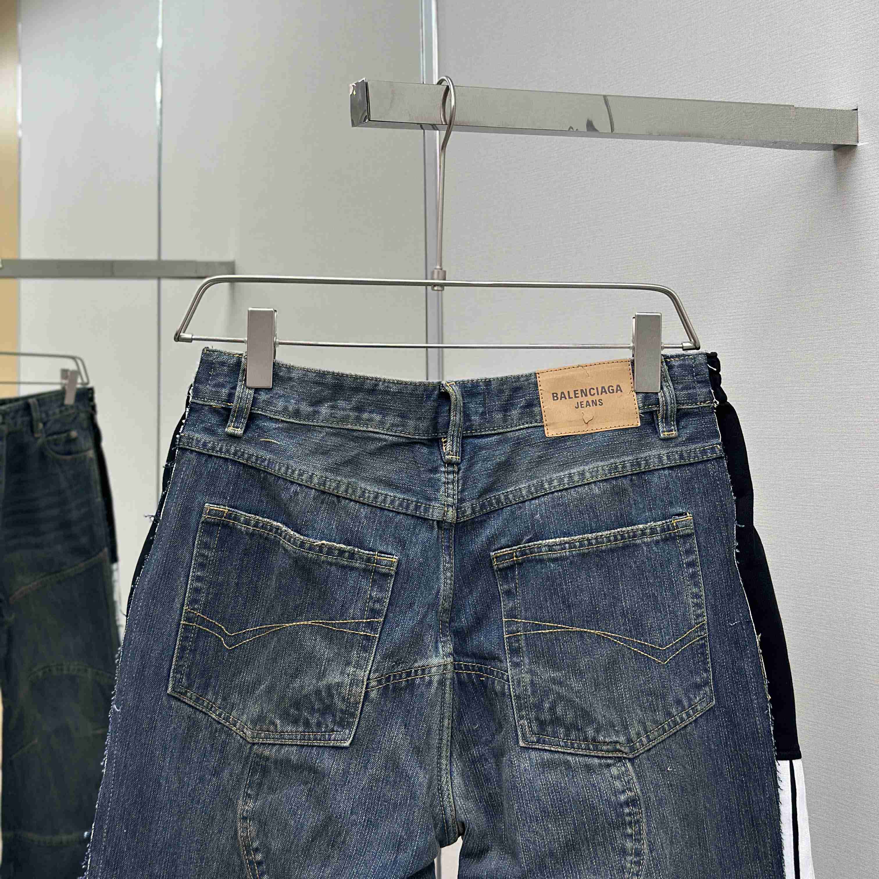 Balenciaga Cut-Up Tracksuit Pants In Blue Denim - DesignerGu