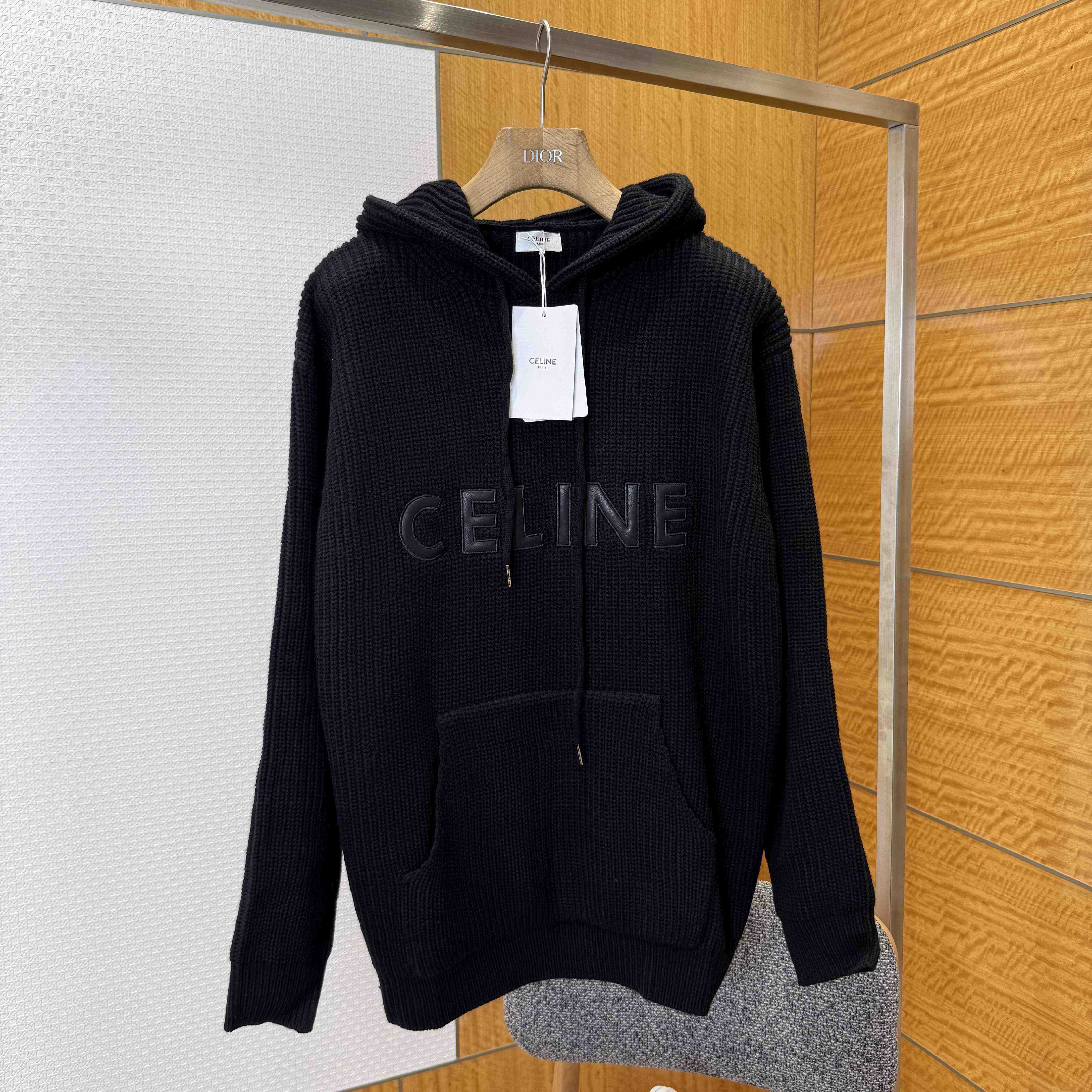 Celine Hooded Sweater In Monochromic Wool - DesignerGu