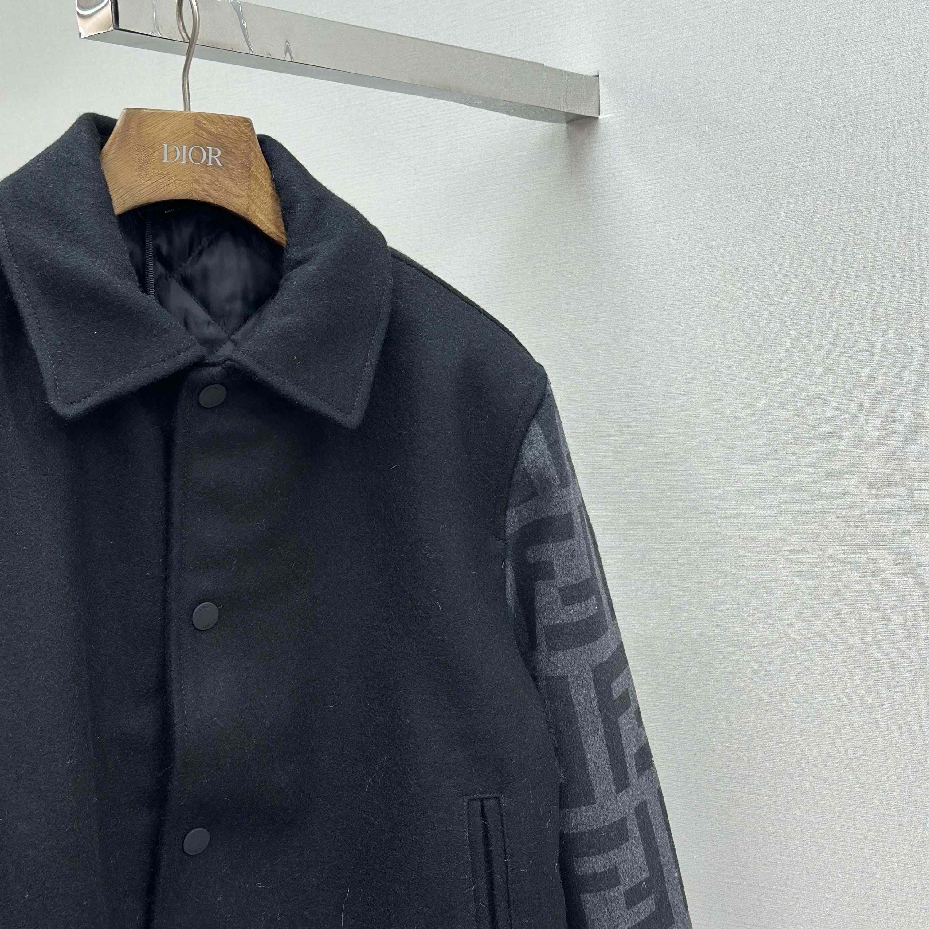 Fendi Black Wool Bomber Jacket - DesignerGu