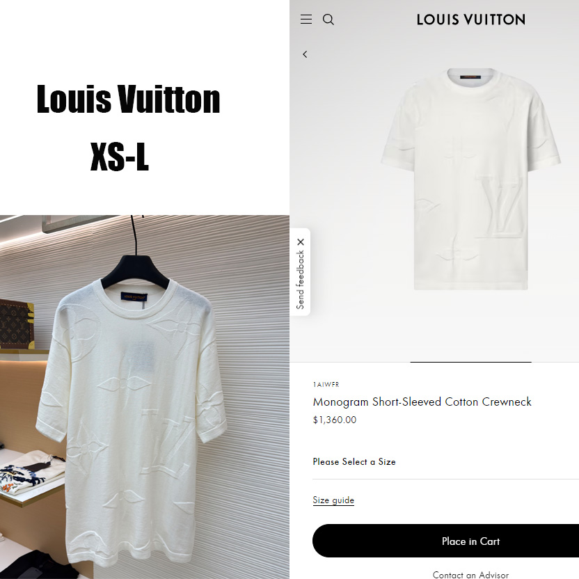 Louis Vuitton Monogram Short-Sleeved Cotton Crewneck   1AIWFR - DesignerGu