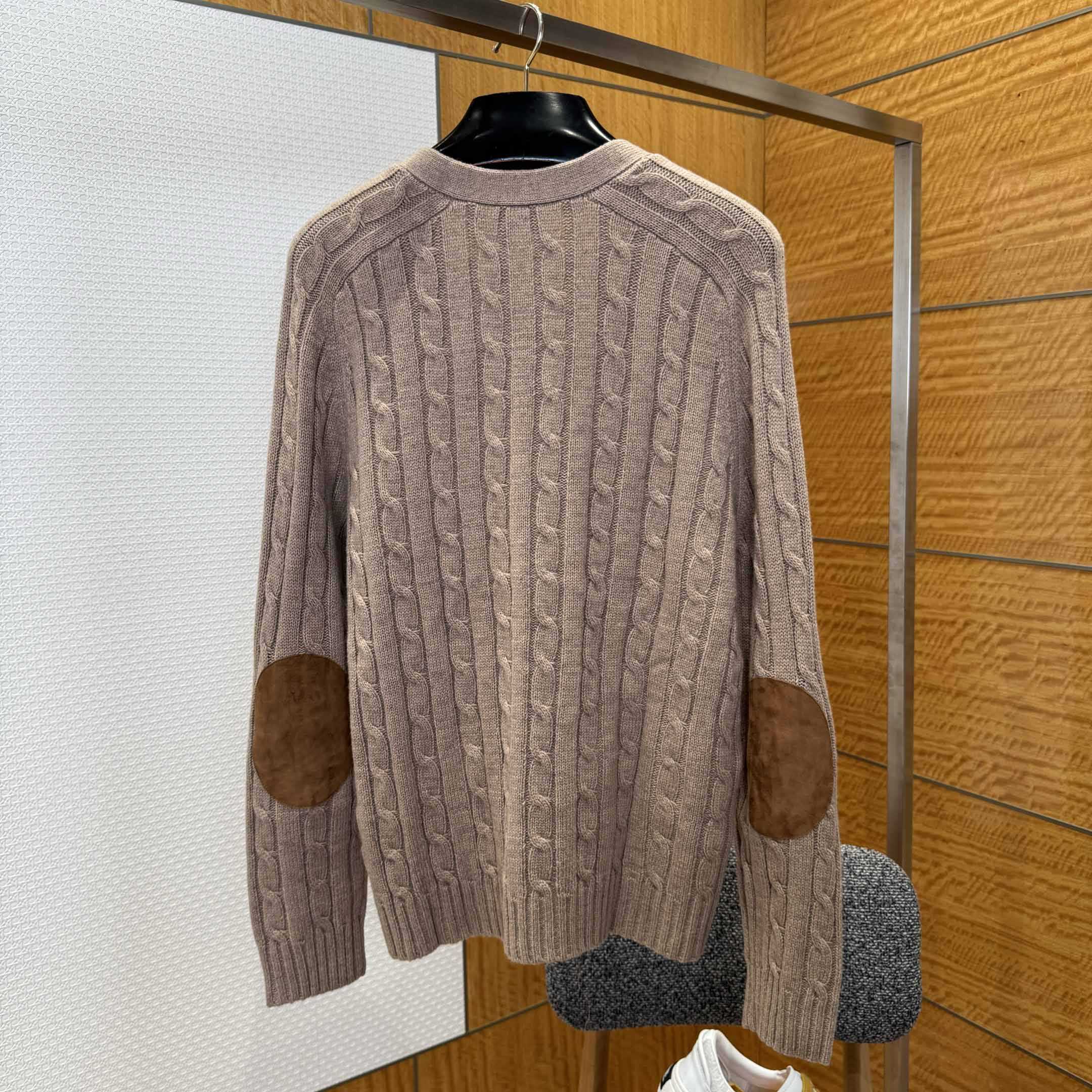 Celine Triomphe Cardigan In Cable-Knit Cashmere - DesignerGu