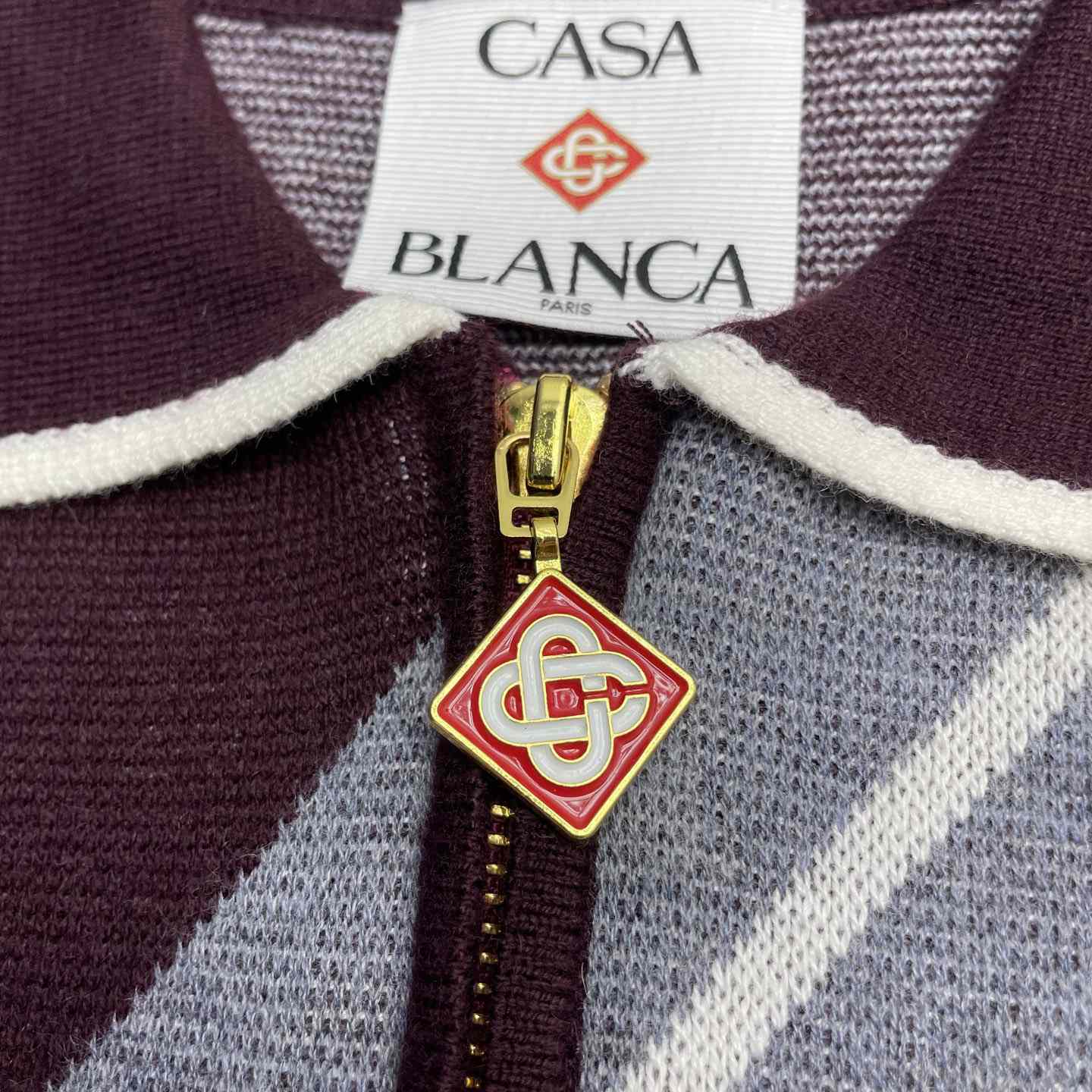 Casablanca Merino Diagonal Tennis Polo   Z6025 - DesignerGu