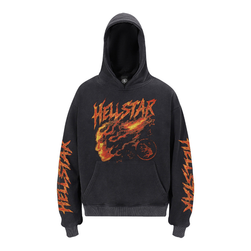 Hellstar Blazing Flame Washed Hoodie  - DesignerGu
